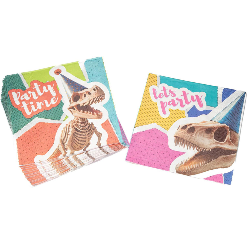 Dino skeleton napkins 3 ply multicolored 20 pack