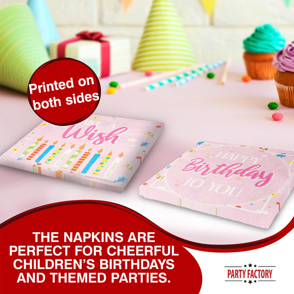 Paper napkins Happy Birthday pink 3 ply 20 pack 3