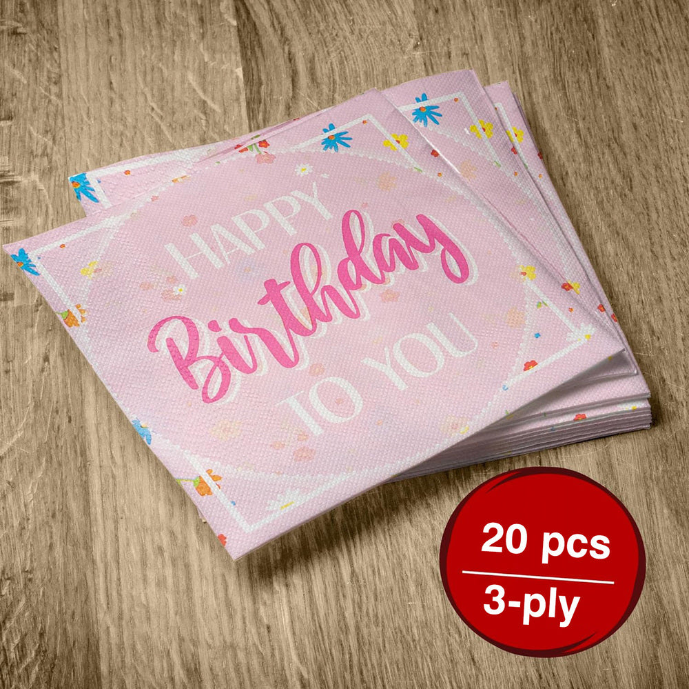 Paper napkins Happy Birthday pink 3 ply 20 pack 4