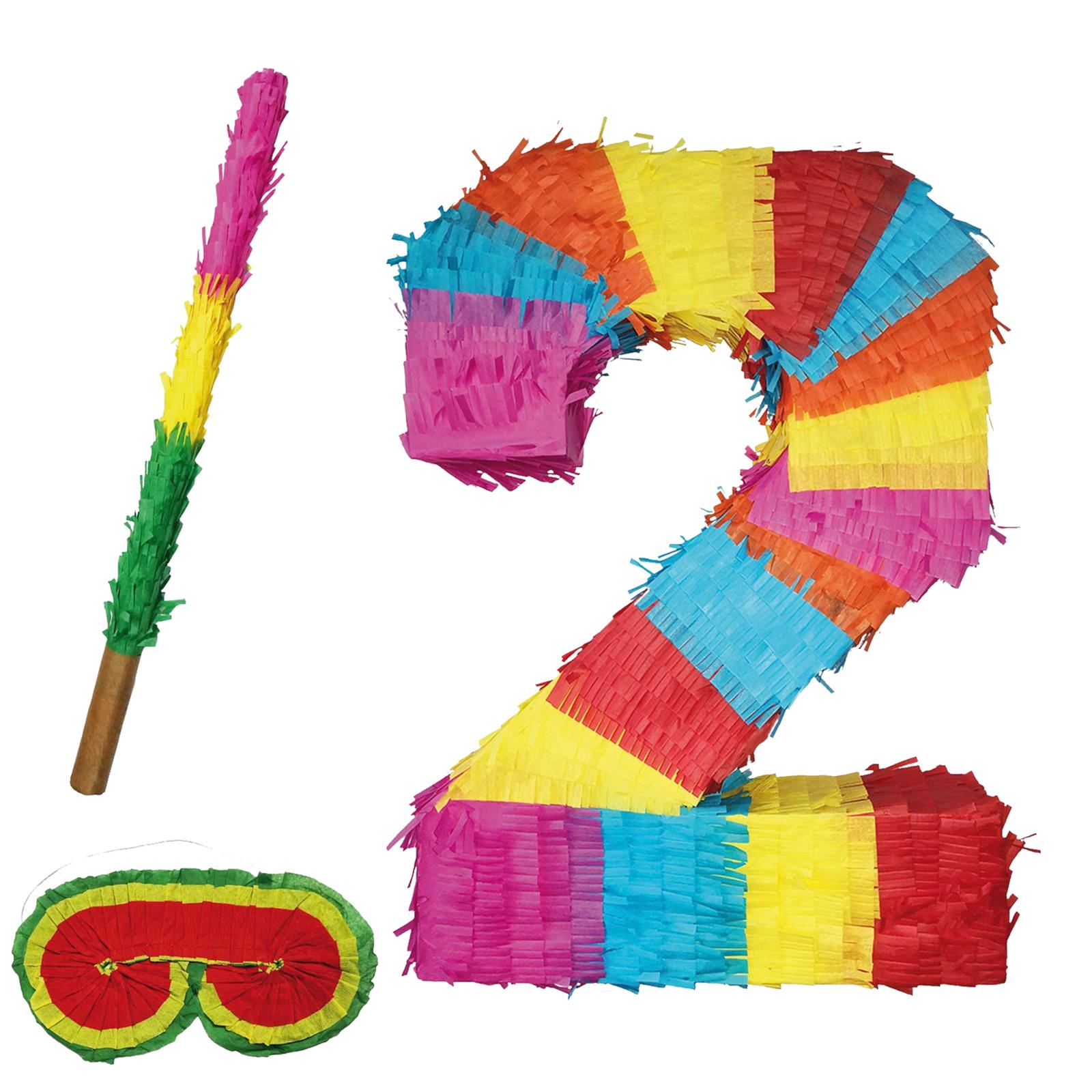 Pinata numbers set 0-9 + stick + eye mask children's birthday punch pinata 16.68 x 13.77 x 3.14 inches decoration birthday decoration (2)