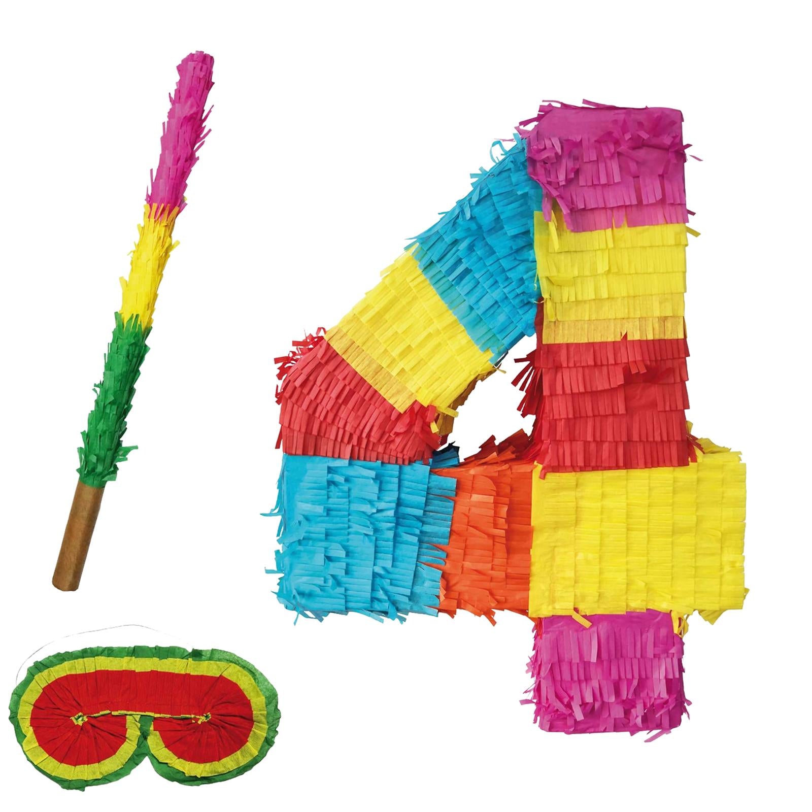 Pinata numbers set 0-9 + stick + eye mask children's birthday punch pinata 16.68 x 13.77 x 3.14 inches decoration birthday decoration (4)
