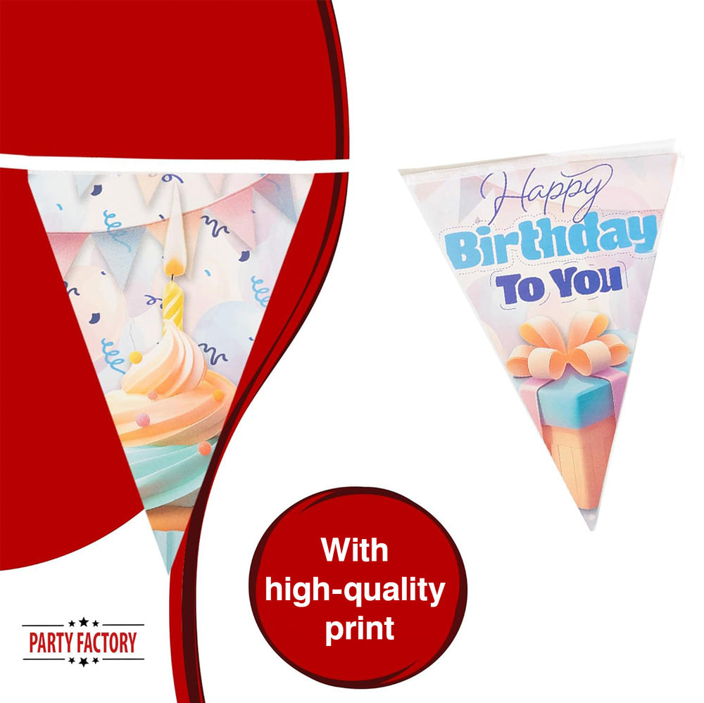 Party garland Happy Birthday pastel pennant banner 16 ft. 2