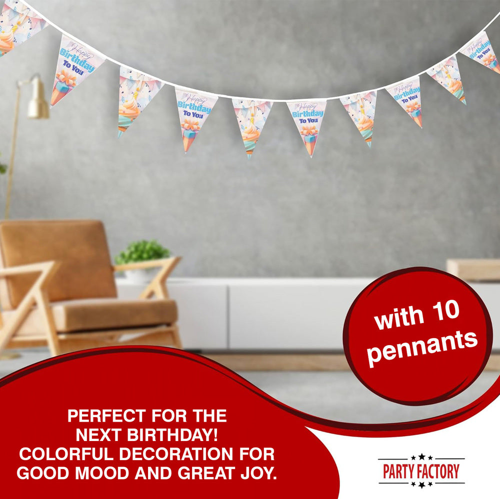 Party garland Happy Birthday pastel pennant banner 16 ft. 3