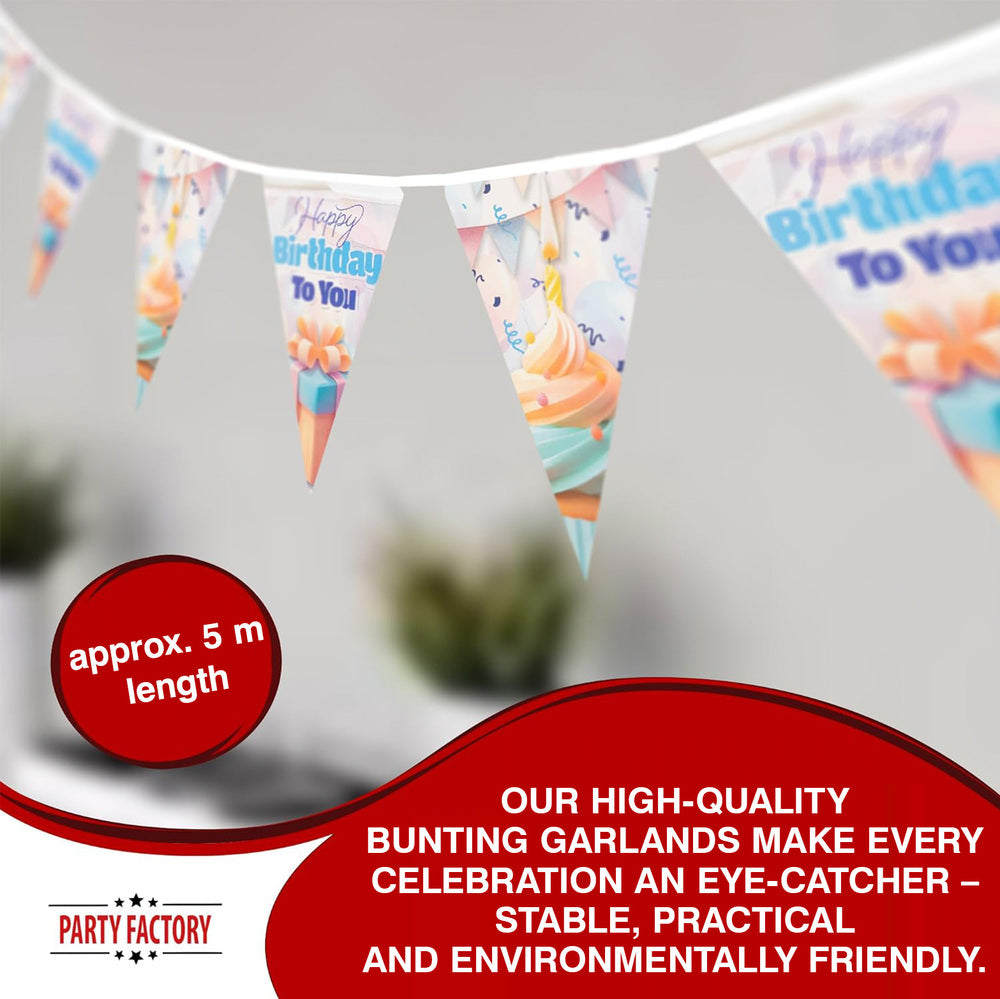 Party garland Happy Birthday pastel pennant banner 16 ft. 4