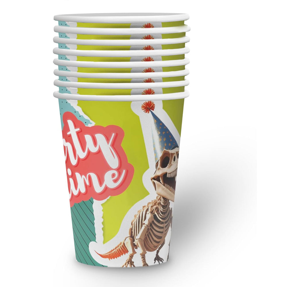 Dino skeleton cups 8 oz 8 pack multicolored