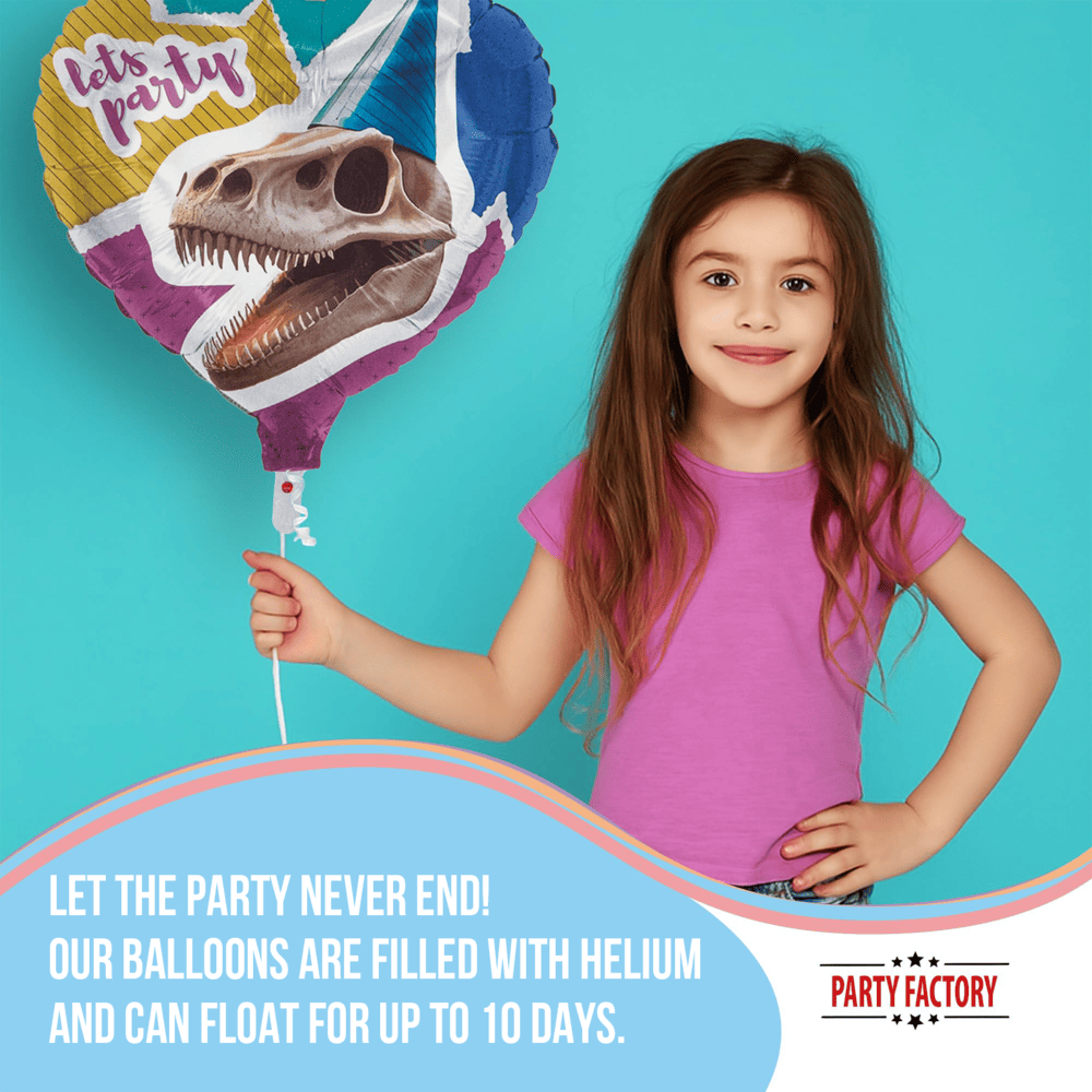 Dino skeleton heart foil balloon multicolored 17 in. 3