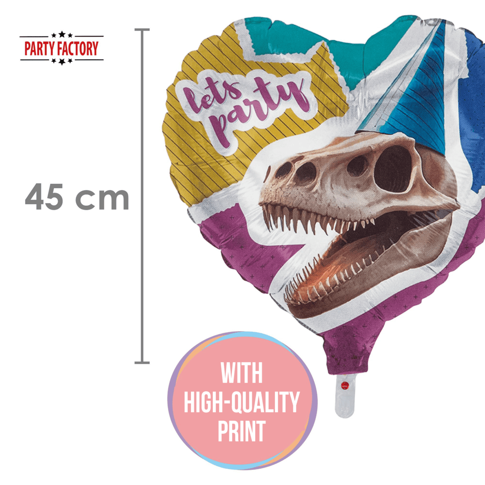Dino skeleton heart foil balloon multicolored 17 in. 4