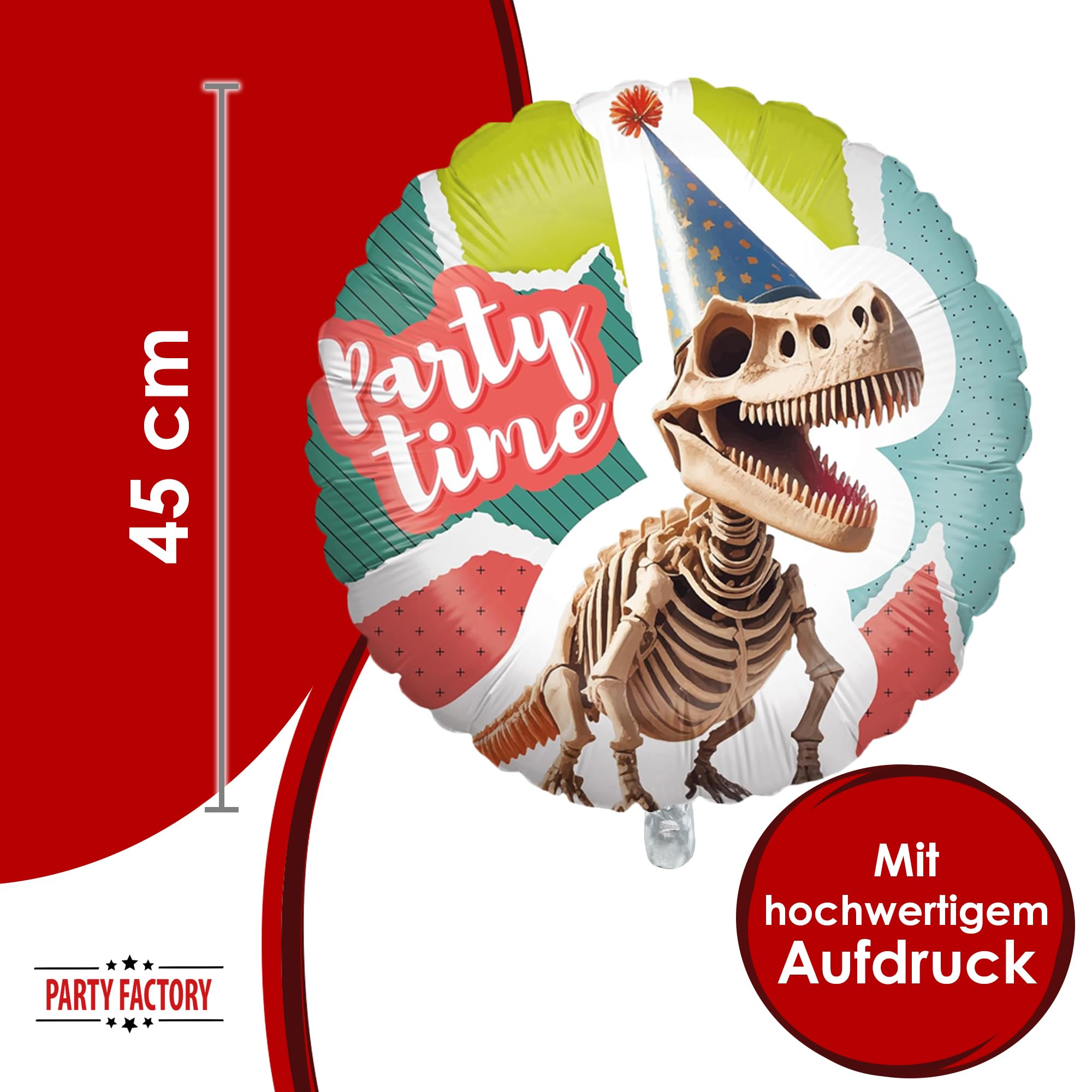 Dino skeleton foil balloon 17 in. multicolored round 4