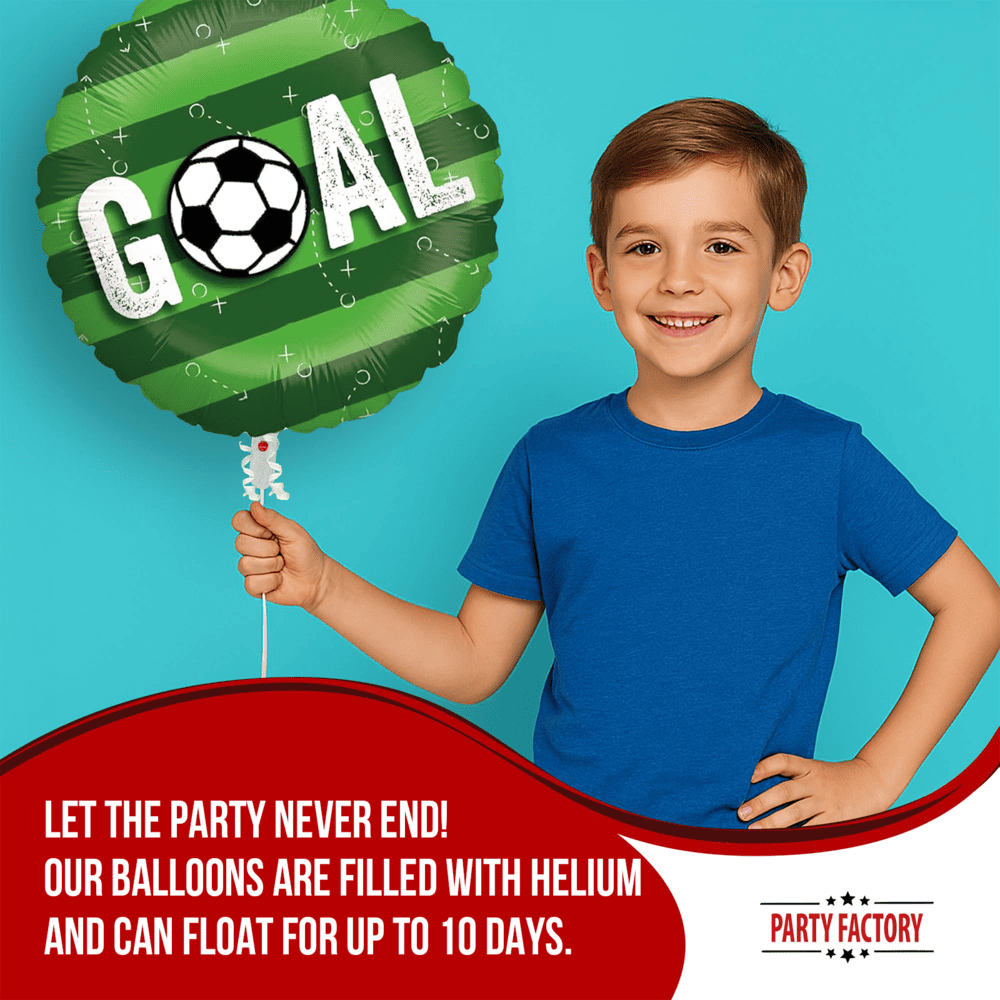 Soccer foil balloon Goal green 17 in. round field design 3