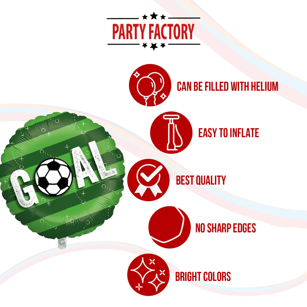 Soccer foil balloon Goal green 17 in. round field design 5