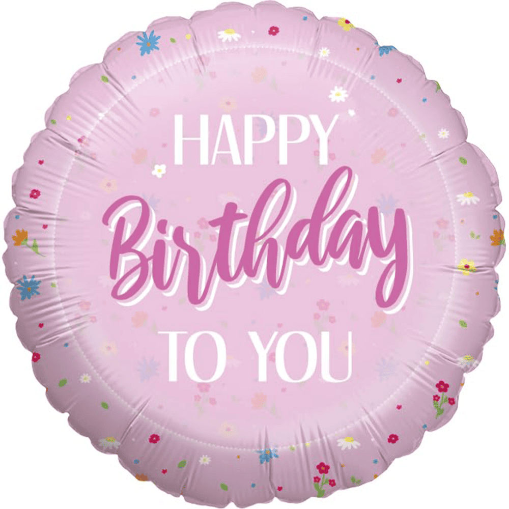 Foil balloon Happy Birthday to You pink 17 in. round design