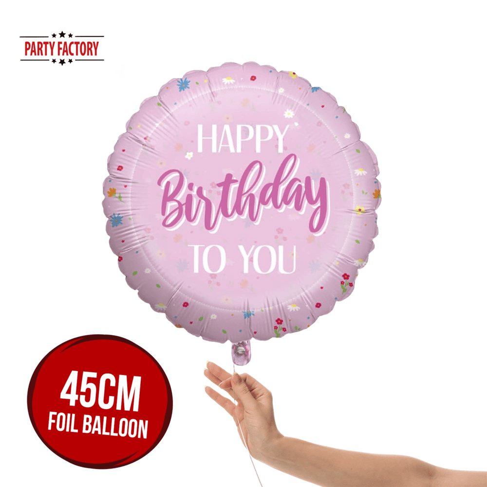Foil balloon Happy Birthday to You pink 17 in. round design 2