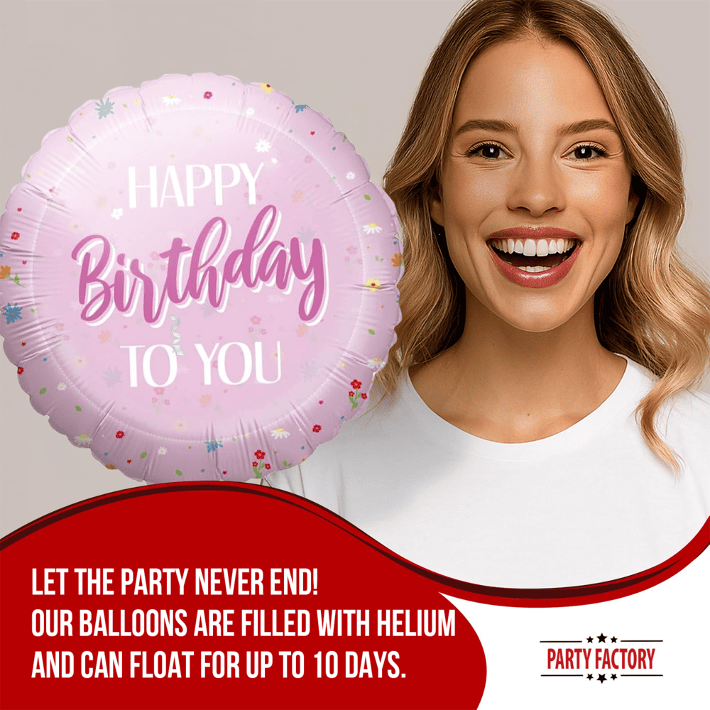 Foil balloon Happy Birthday to You pink 17 in. round design 3