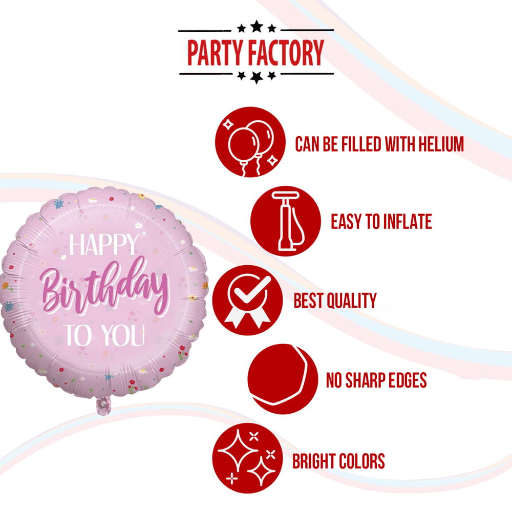 Foil balloon Happy Birthday to You pink 17 in. round design 5