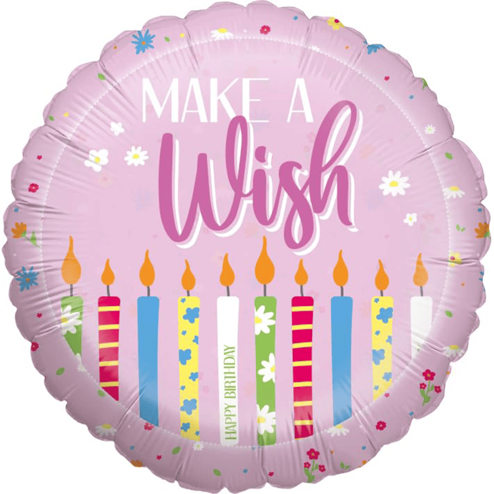 Foil balloon Make a wish pink 17 in. round party balloon