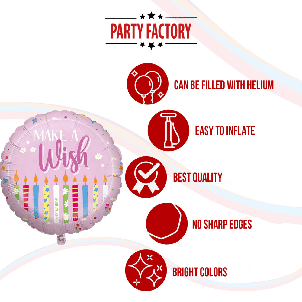 Foil balloon Make a wish pink 17 in. round party balloon 5