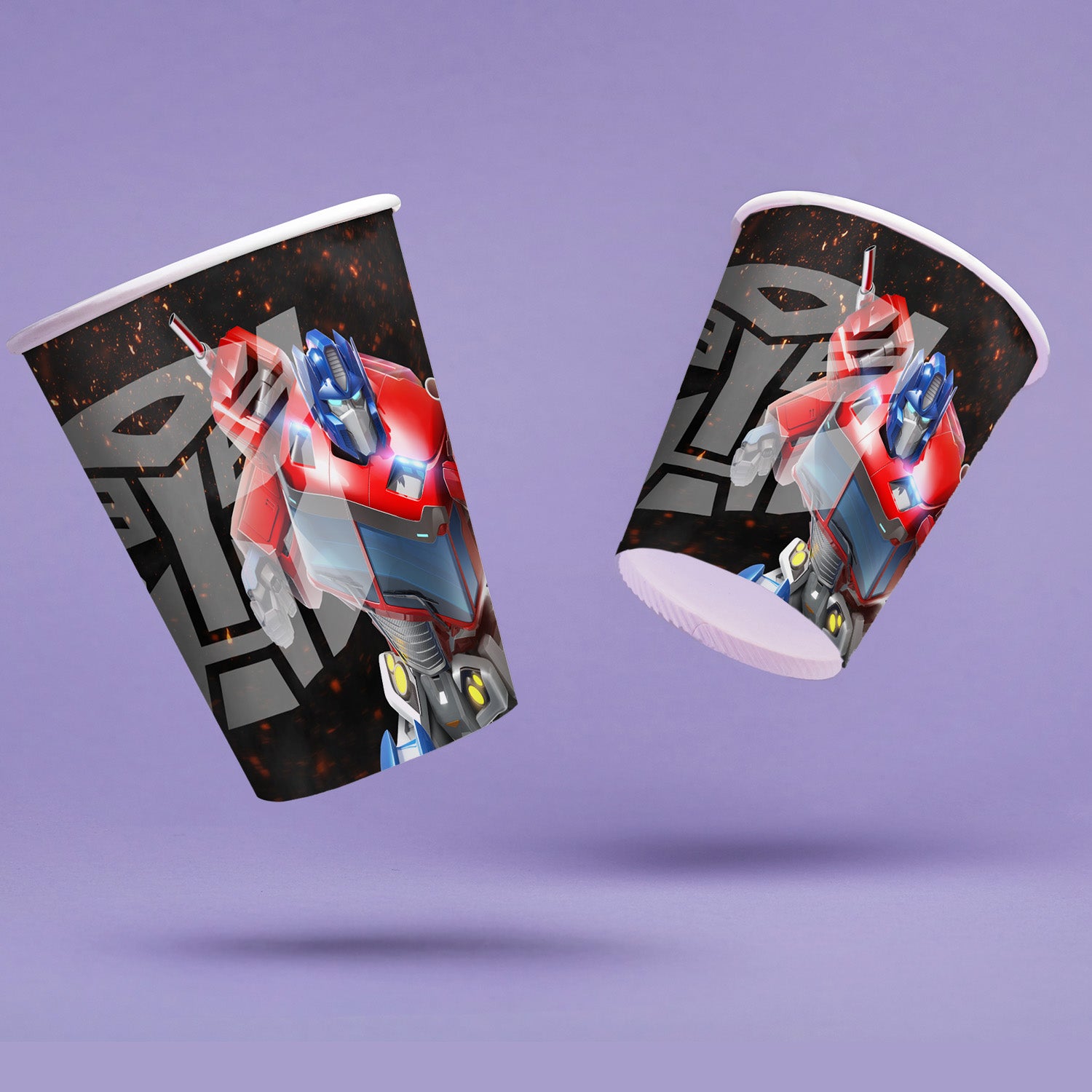 Transformers paper cups black 8.4 oz 8 pack 3