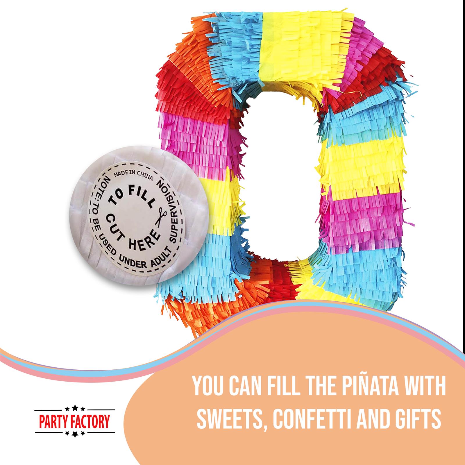 Pinata Numbers set 0-9 + Stick + eye mask for kids 16.68 x 13.77 x 3.14 in. No. 0 6