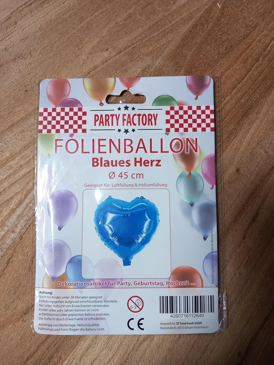 Foil balloon heart blue 17.7 in 9