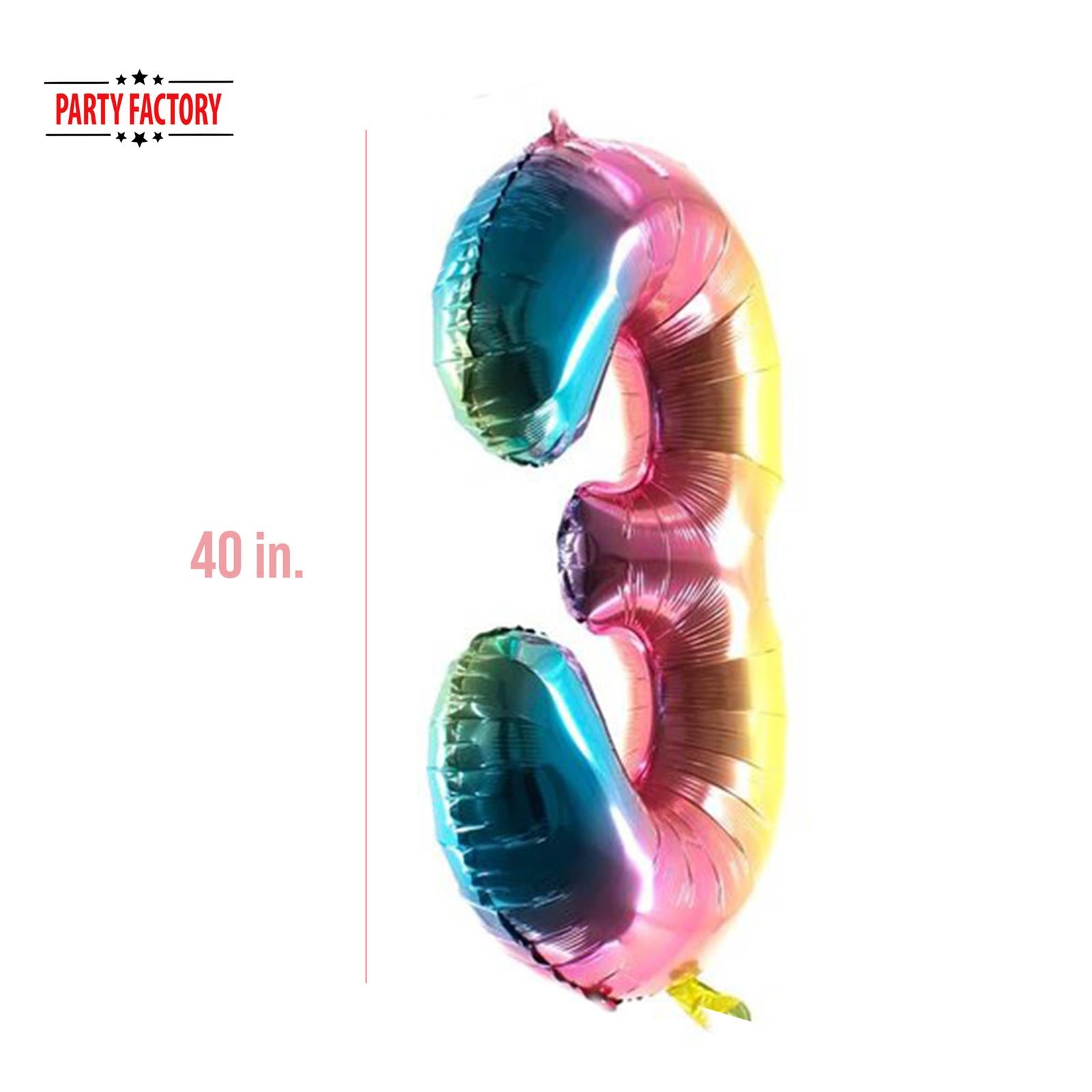 XXL foil balloon number 3 multicolor 40 in 3