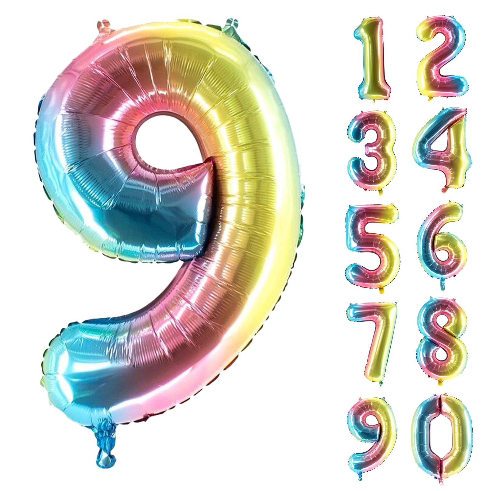 XXL foil balloon number 9 multicolor 40 in