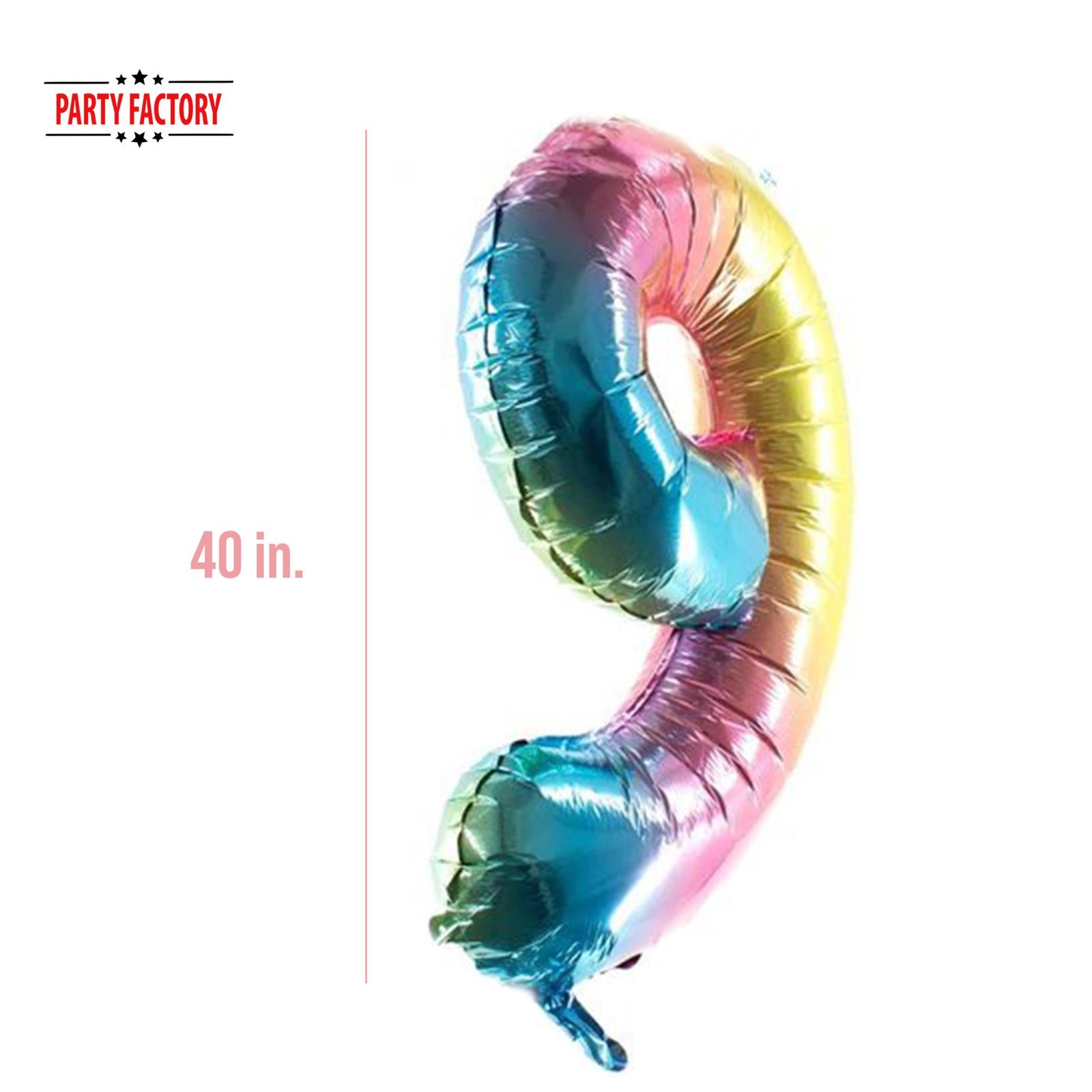 XXL foil balloon number 9 multicolor 40 in 3