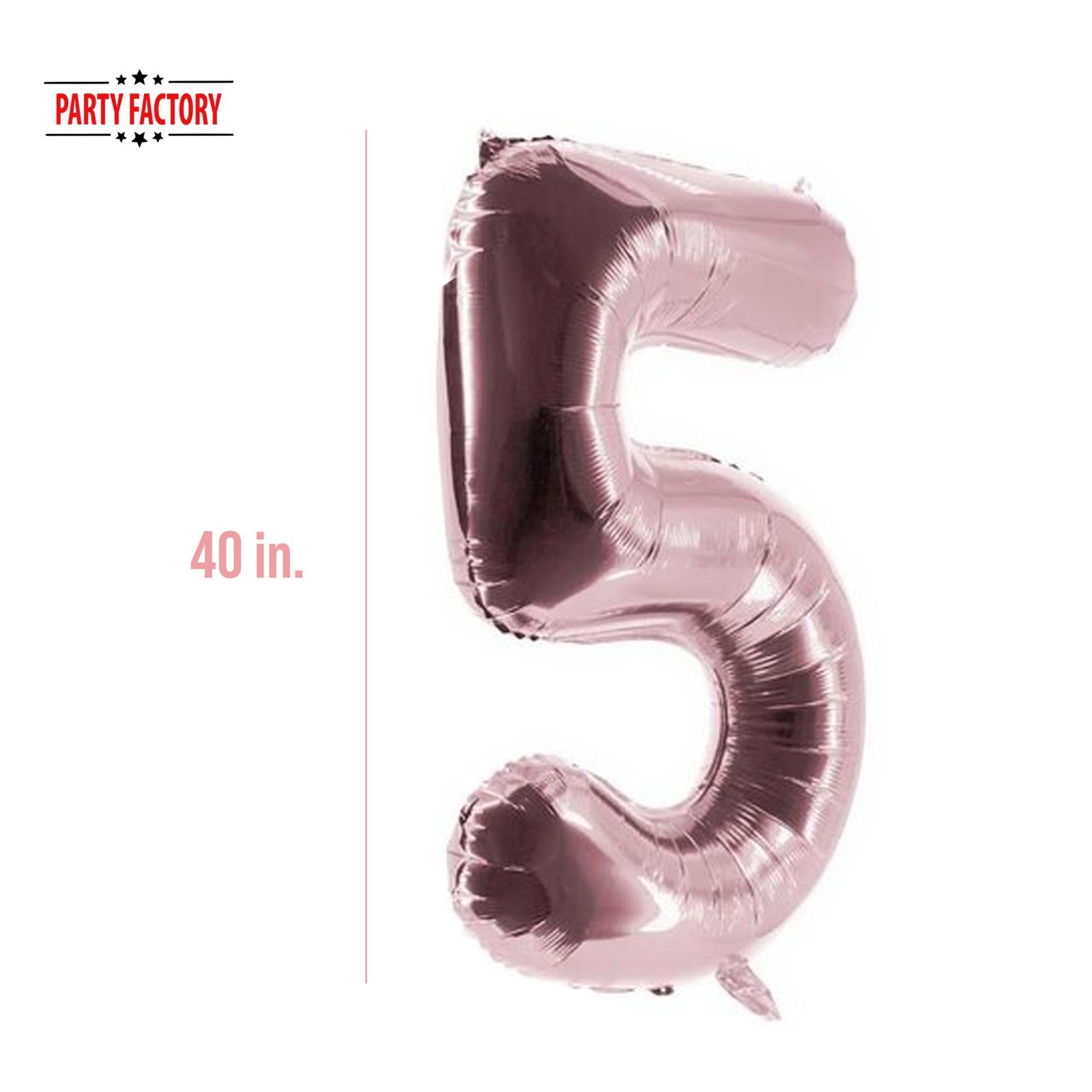 XXL foil balloon number 5 rose 40 in 3