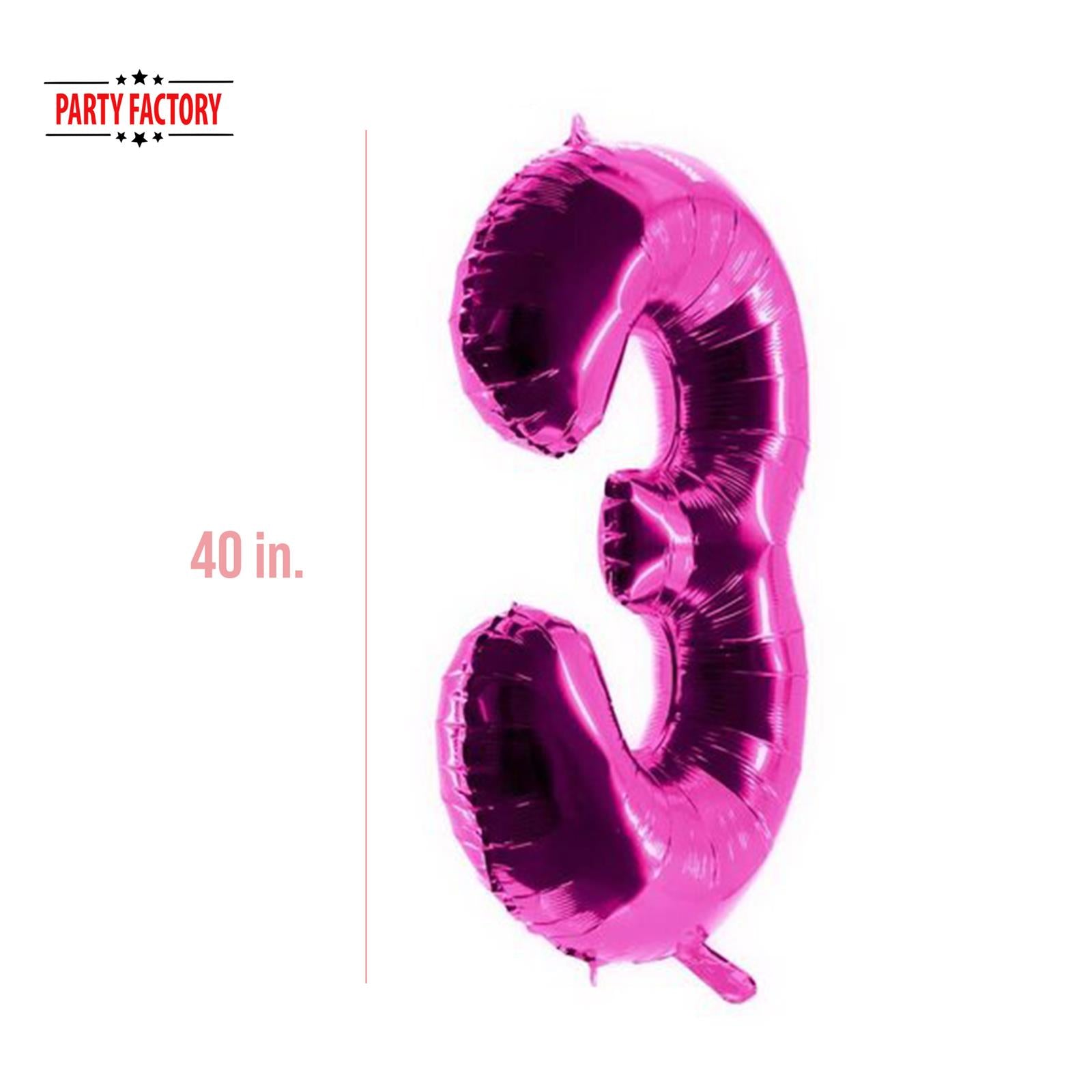 XXL foil balloon number 3 pink 40 in 3
