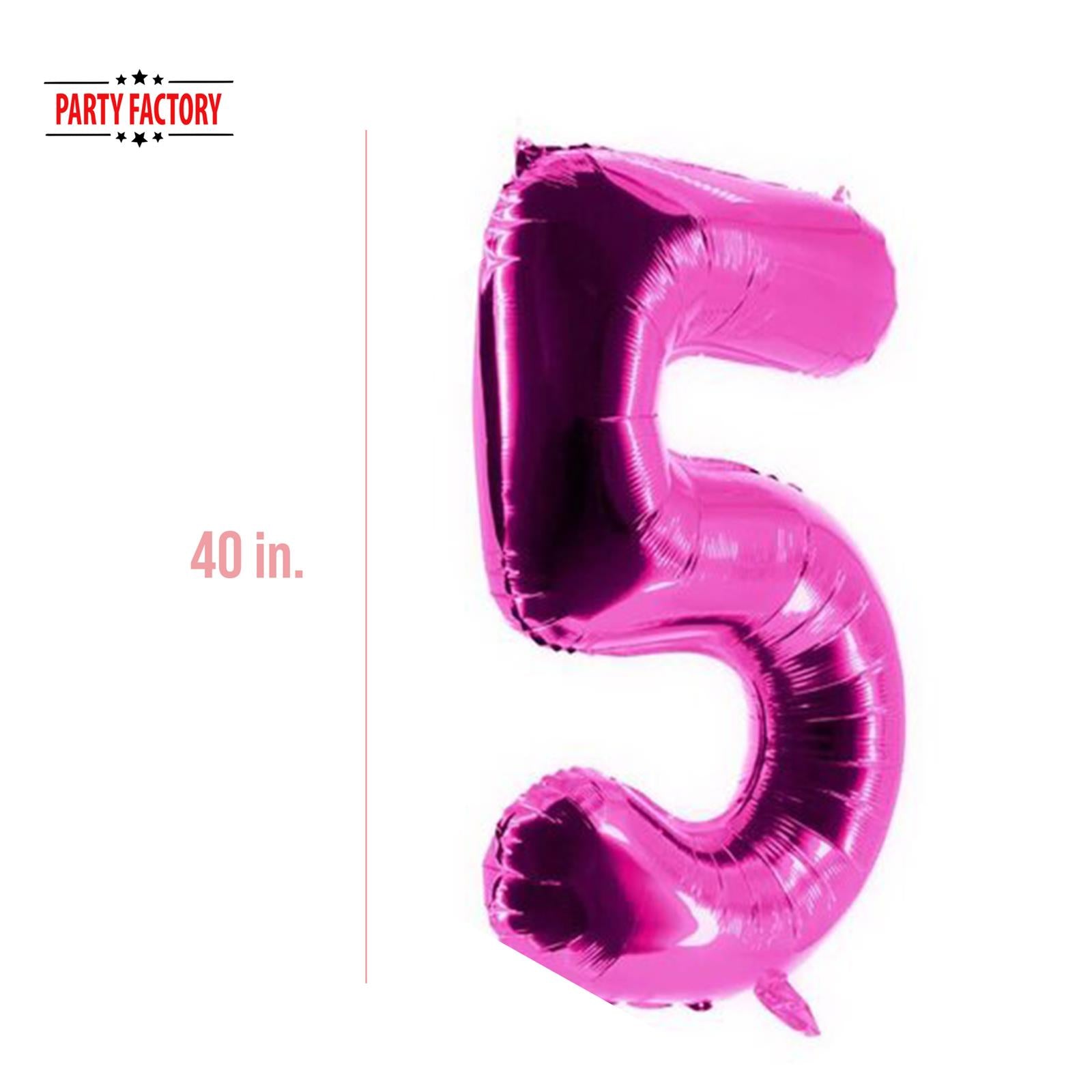 XXL foil balloon number 5 pink 40 in 3