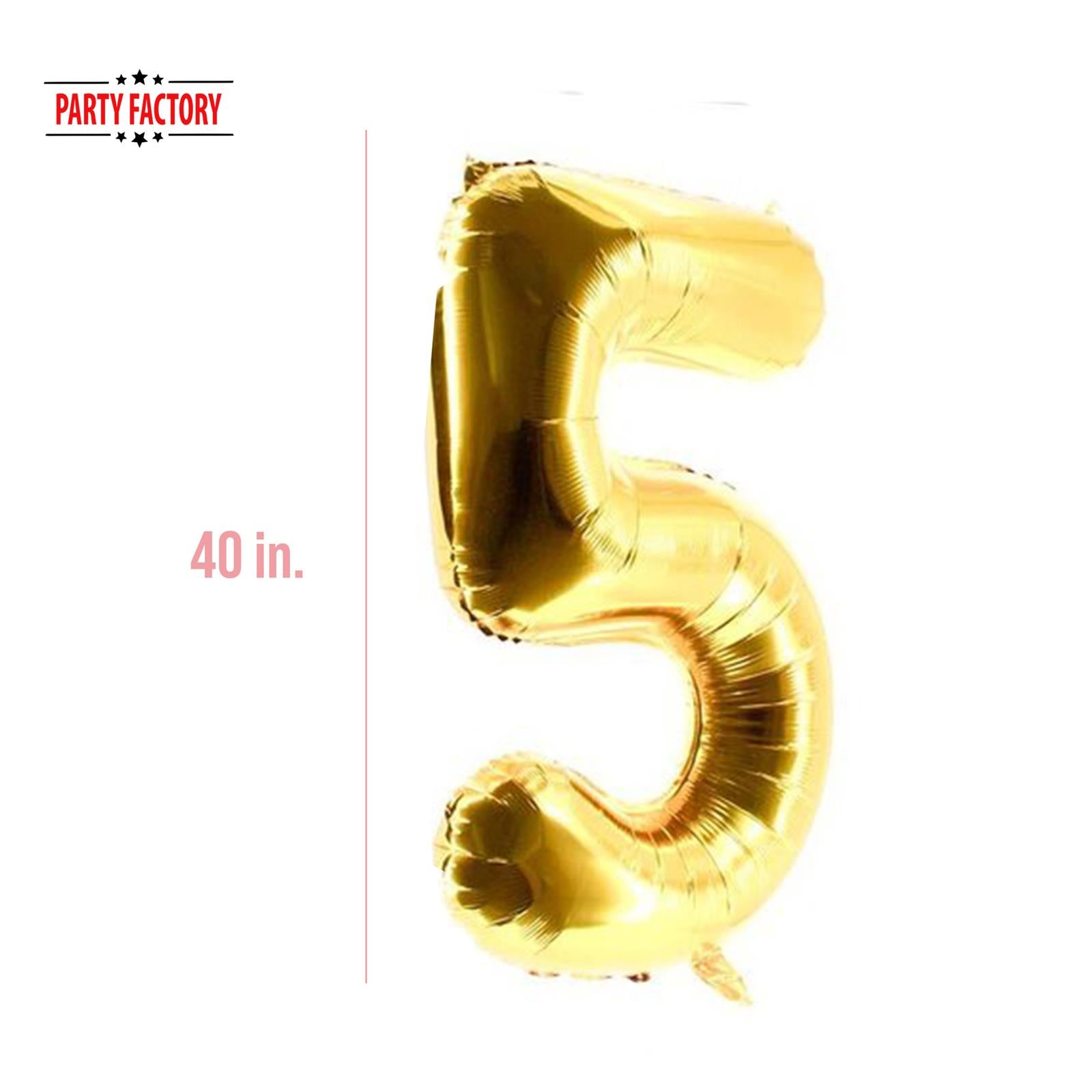 XXL foil balloon number 5 gold 40 in 3