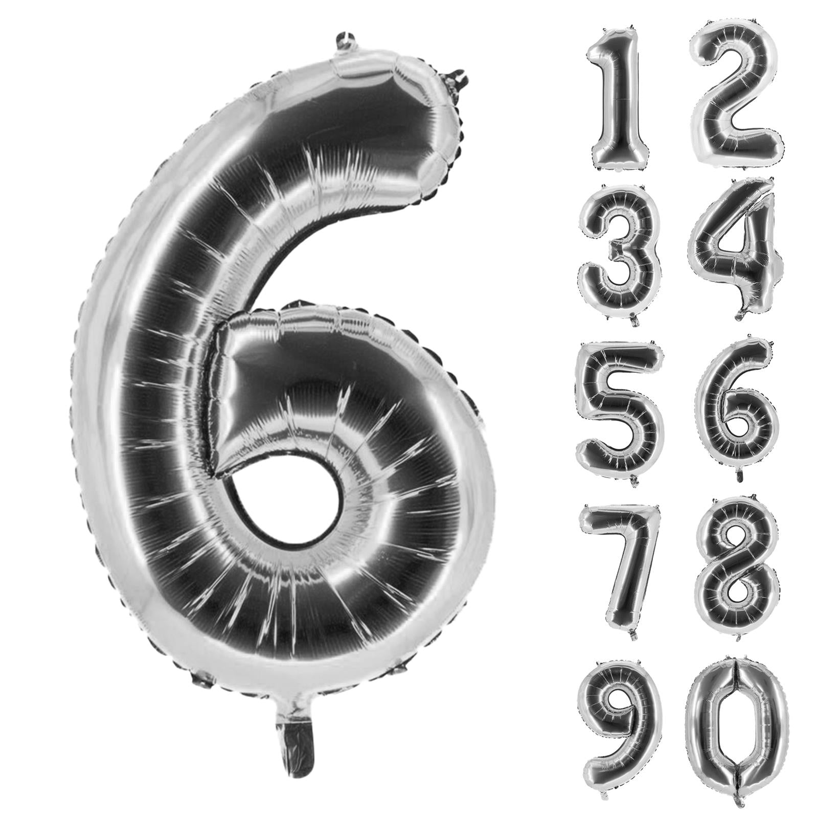 XXL foil balloon number 6. silver 40 in