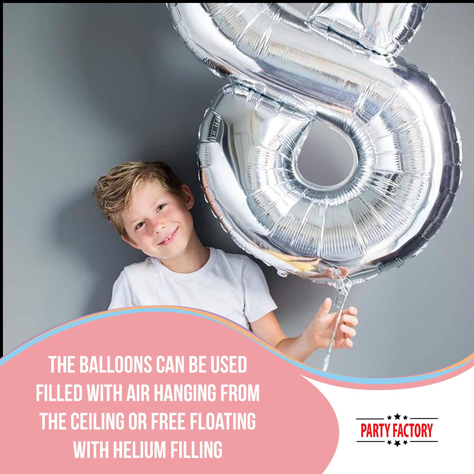 XXL foil balloon number 6. silver 40 in 6