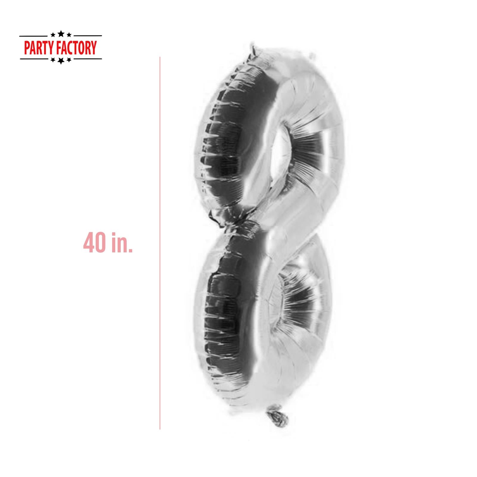 XXL foil balloon number 8 silver 40 in 3