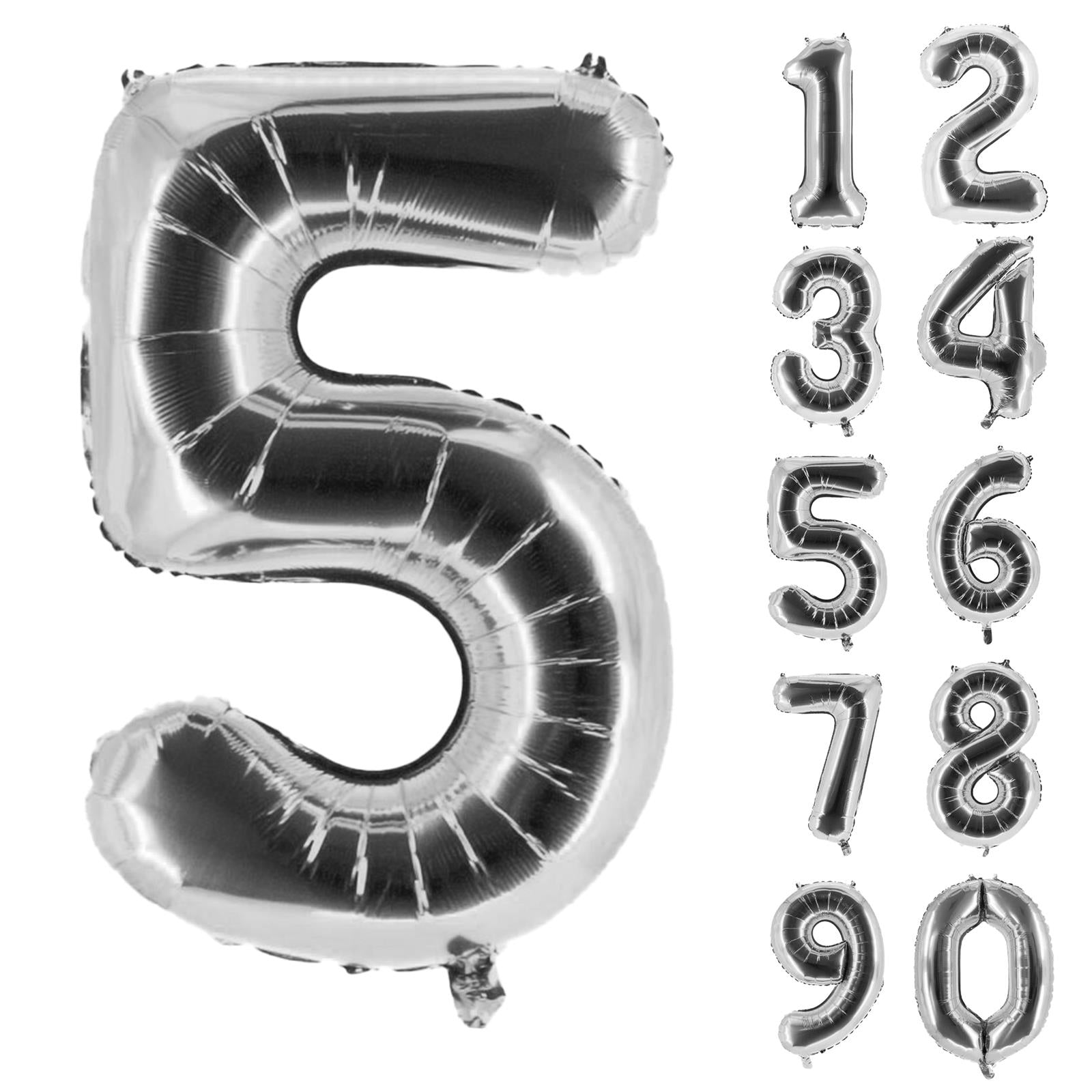 XXL foil balloon number 5 silver 40 in