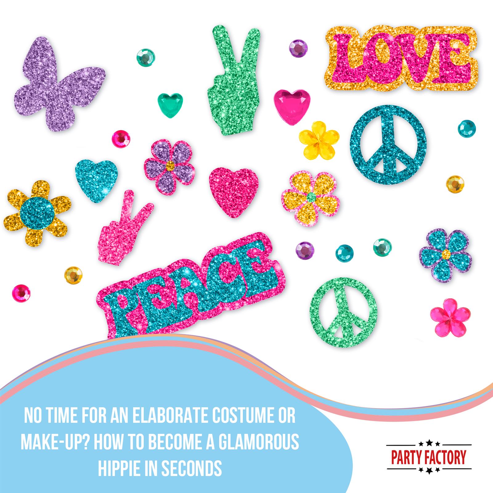 Face Tattoo flower power colorful glitter 3