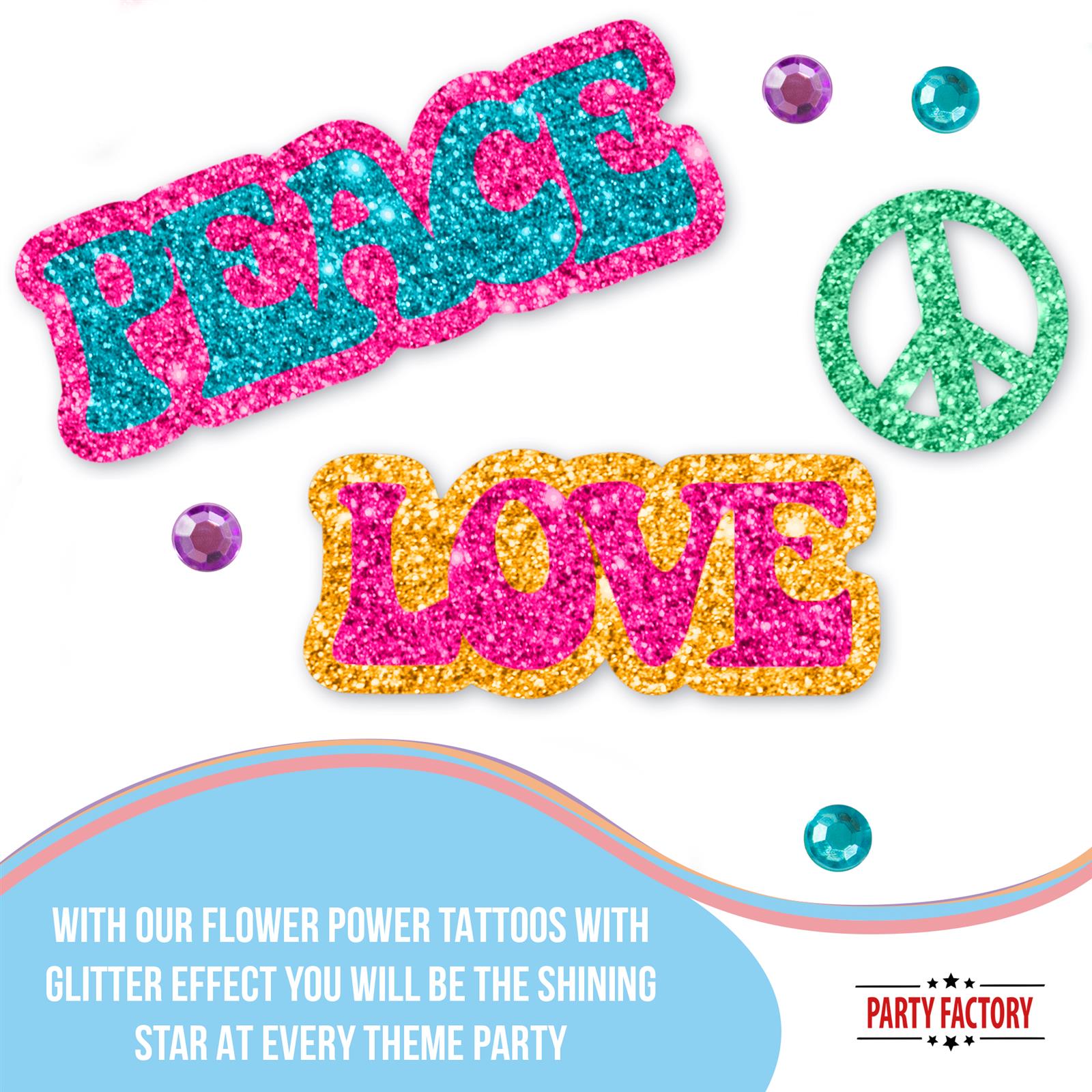 Face Tattoo flower power colorful glitter 5