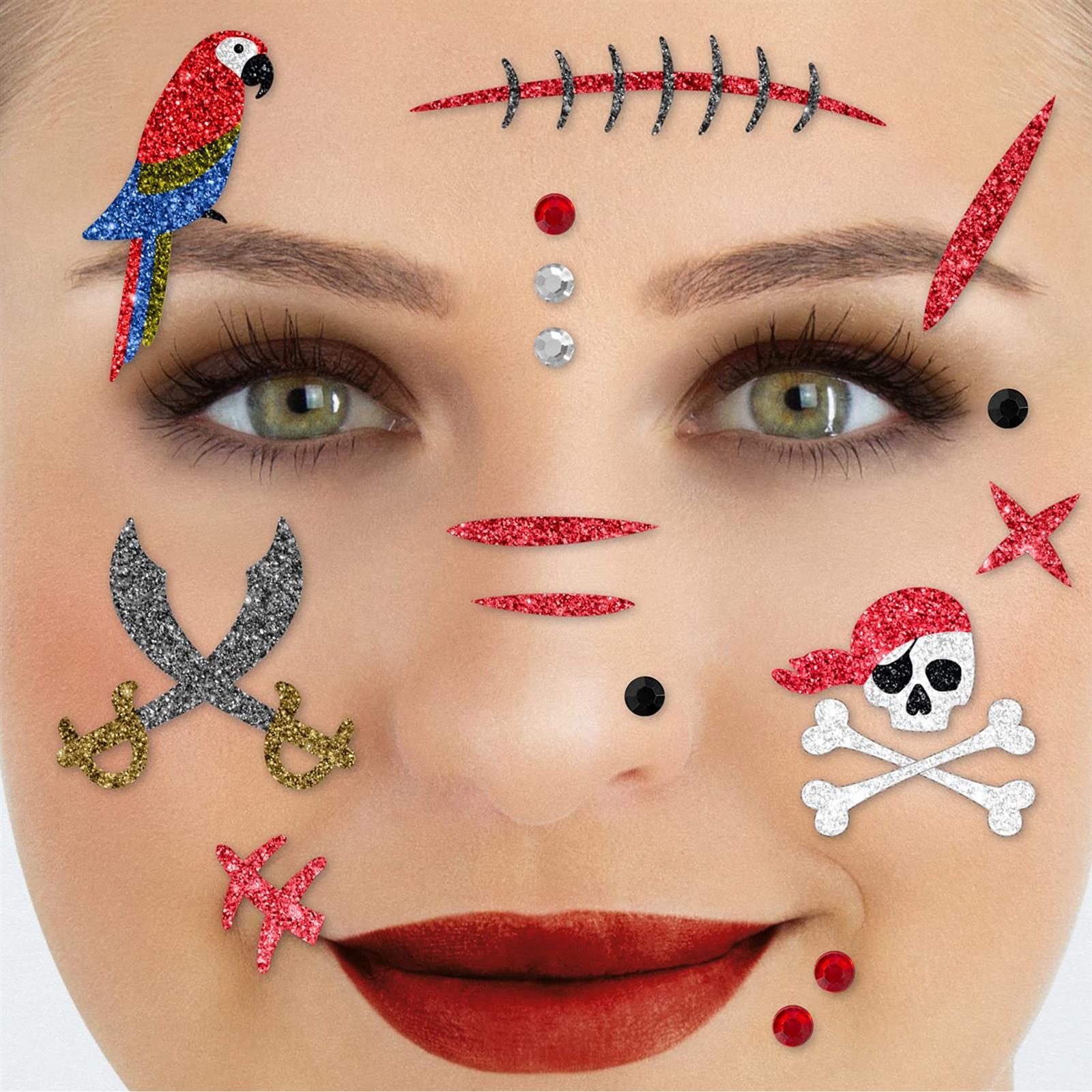 Face Tattoo pirates colorful glitter