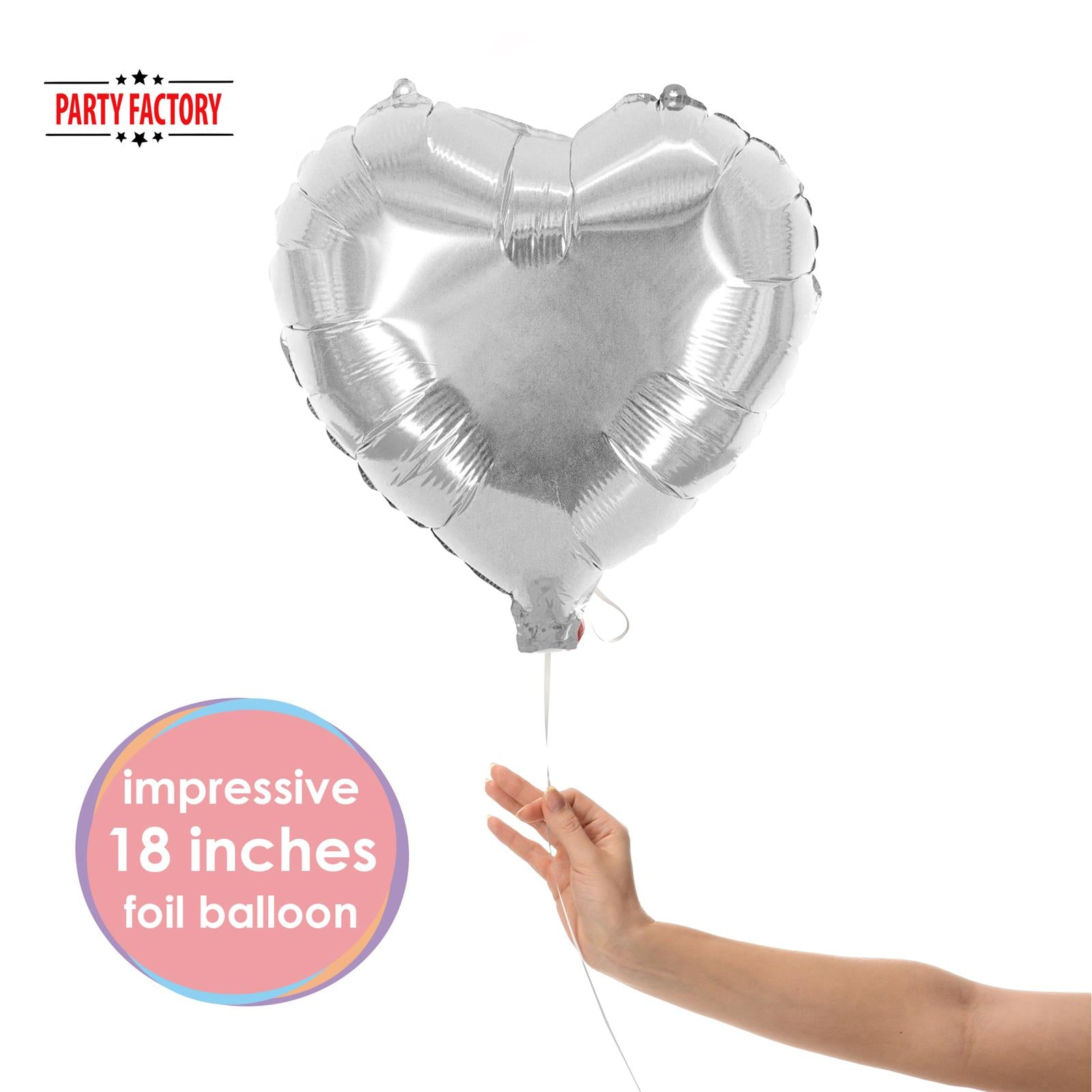 Heart foil balloon silver 17.7 inch helium balloon 2