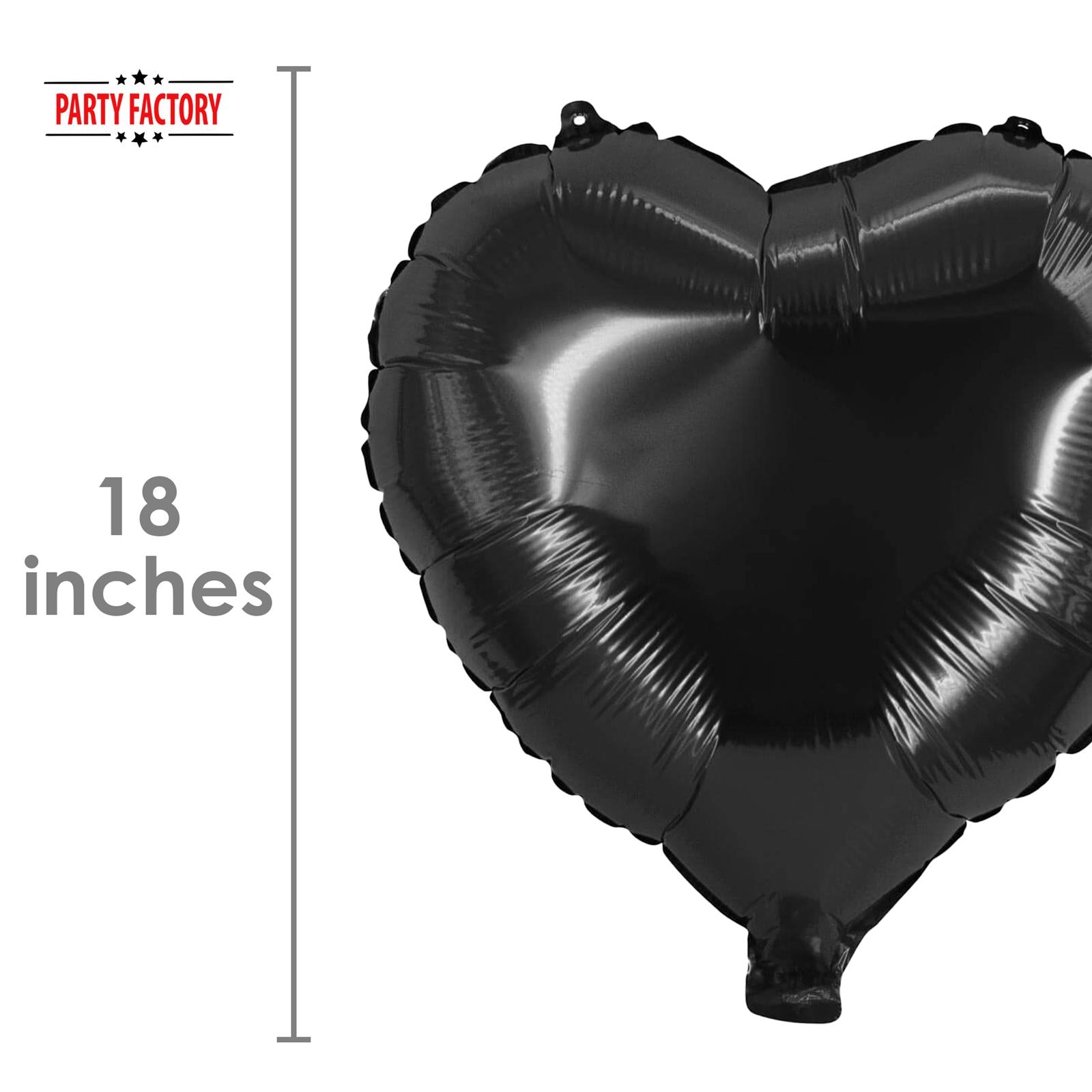 Heart foil balloon black 17.7 in helium balloon 4