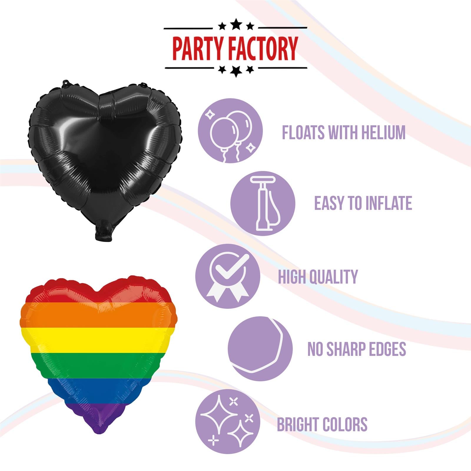 Heart foil balloon black 17.7 in helium balloon 5