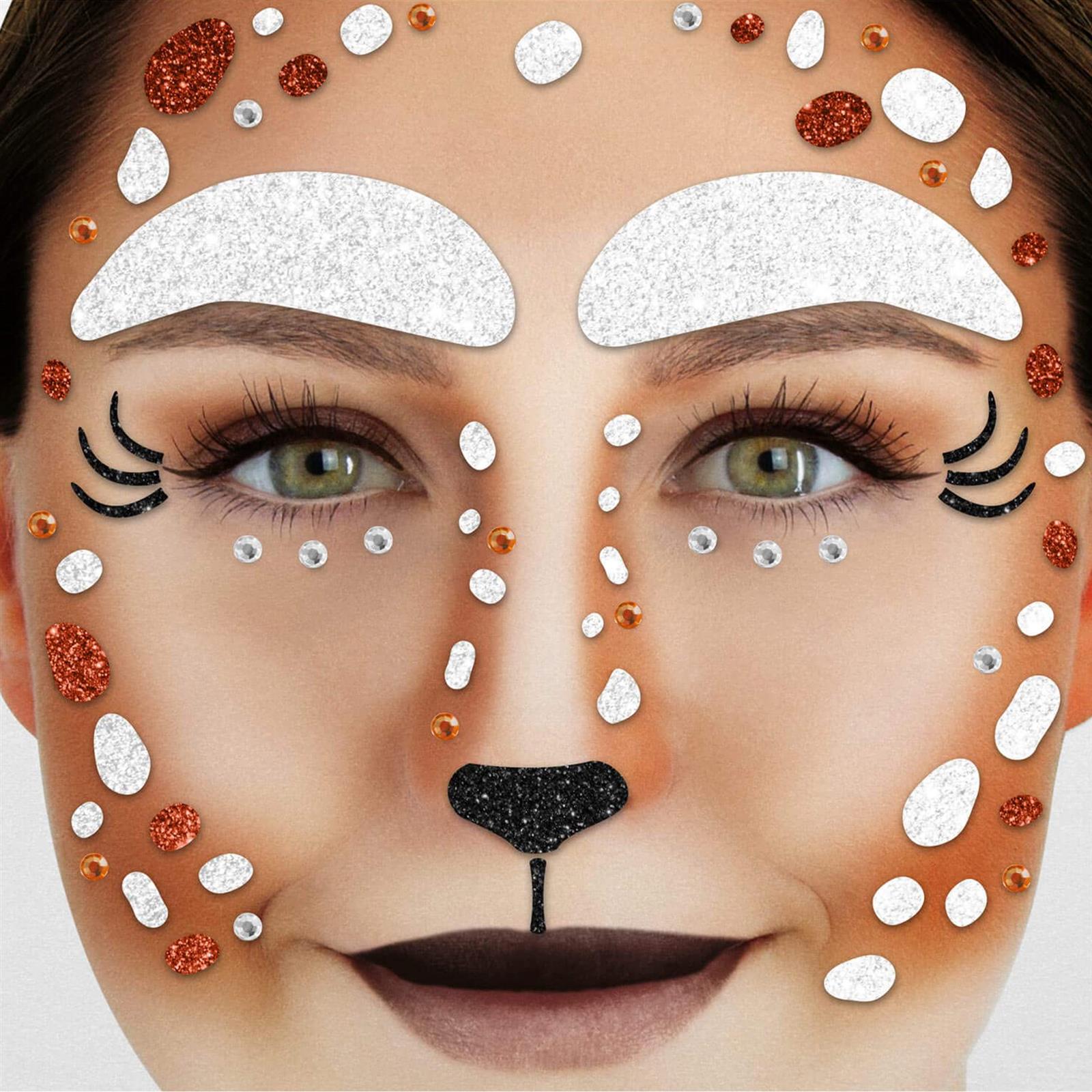 Reindeer Face Tattoo brown white and glitter perfect for Christmas