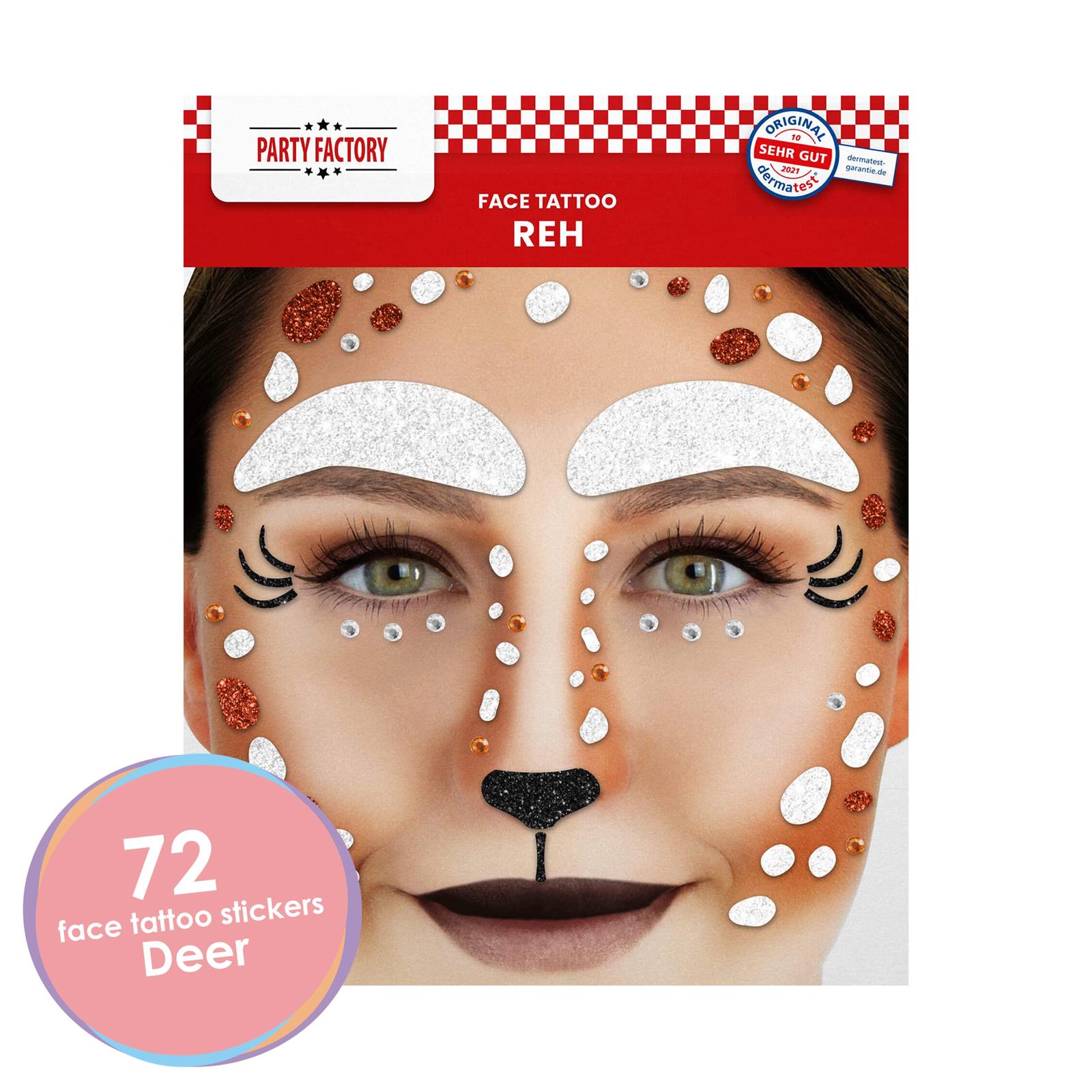 Reindeer Face Tattoo brown white and glitter perfect for Christmas 2