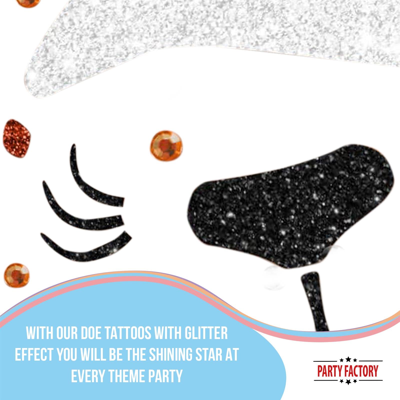 Reindeer Face Tattoo brown white and glitter perfect for Christmas 5