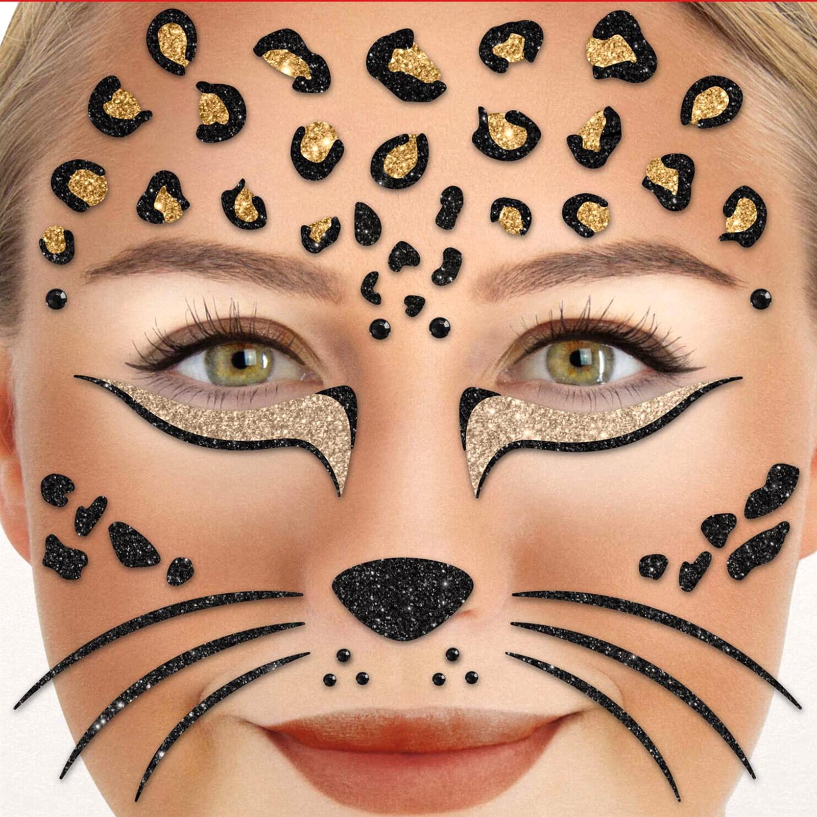 Face Tattoo leopard gold black glitter