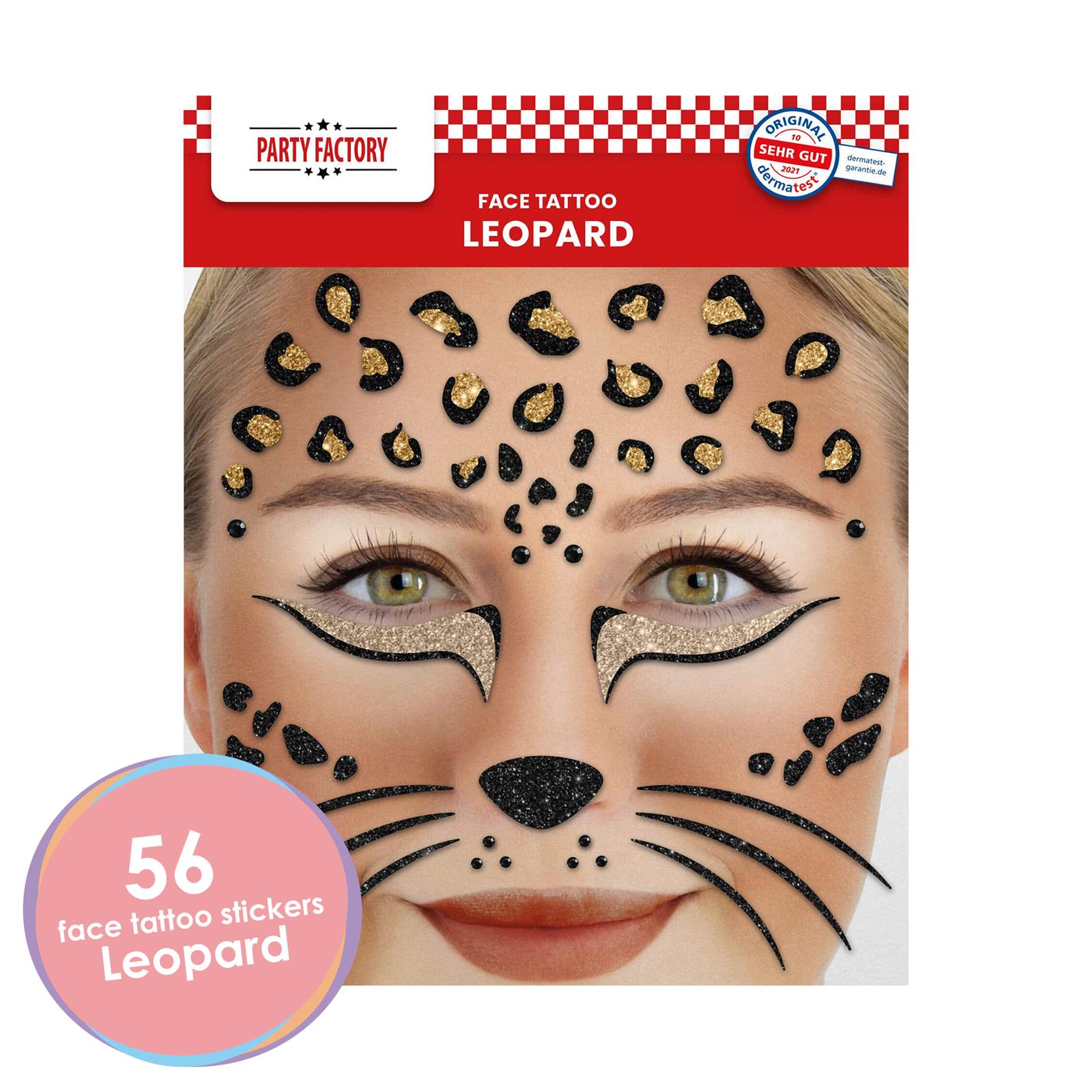 Face Tattoo leopard gold black glitter 2