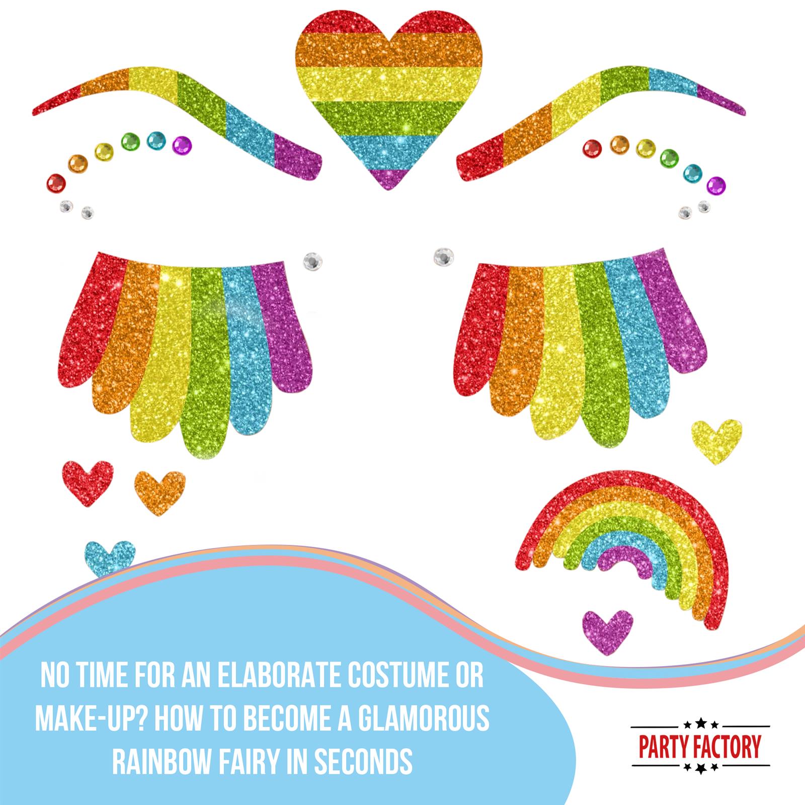 Face Tattoo rainbow multicolored glitter 3