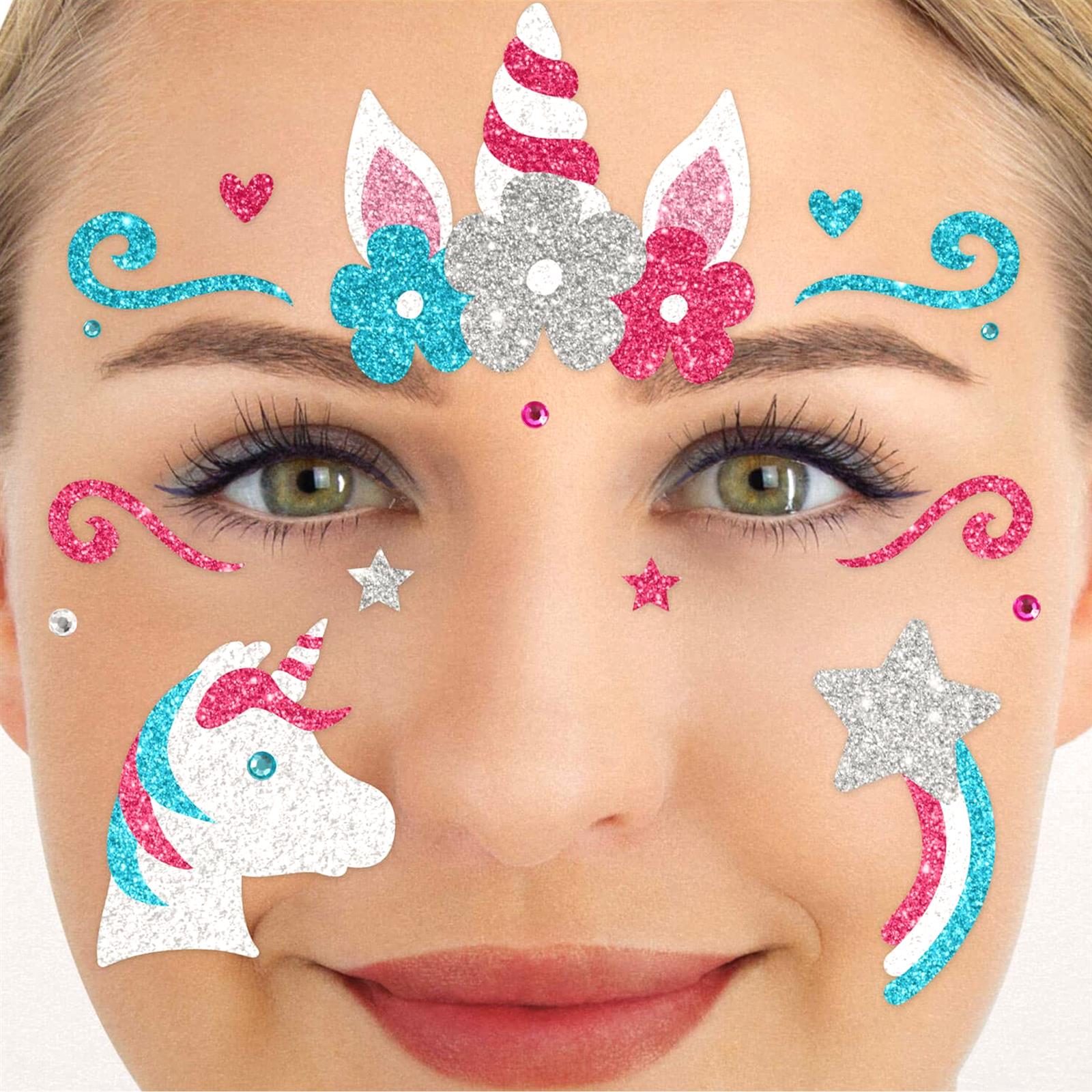 Face Tattoo unicorn multicolored glitter