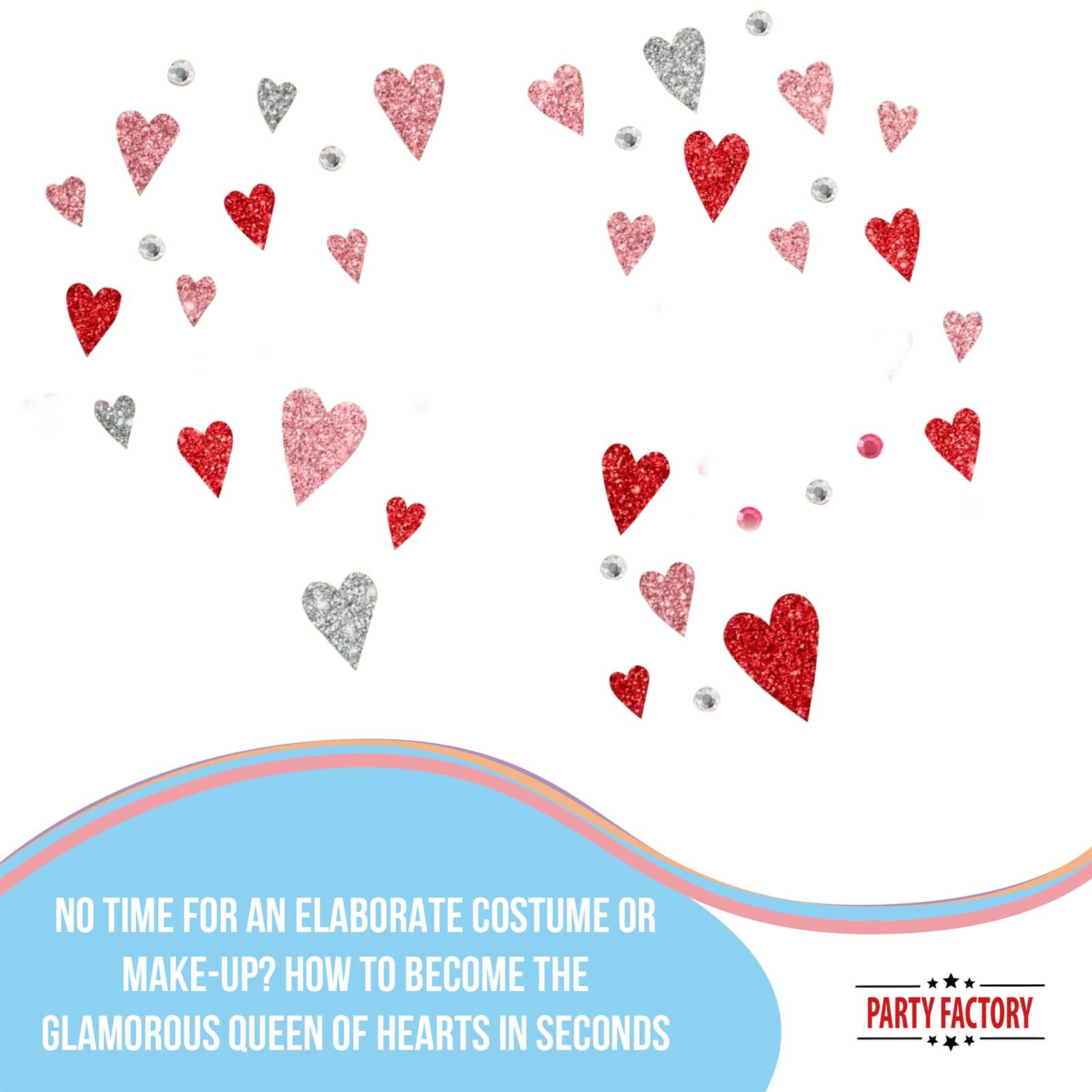 Romantic heart Face Tattoo red pink glitter 3