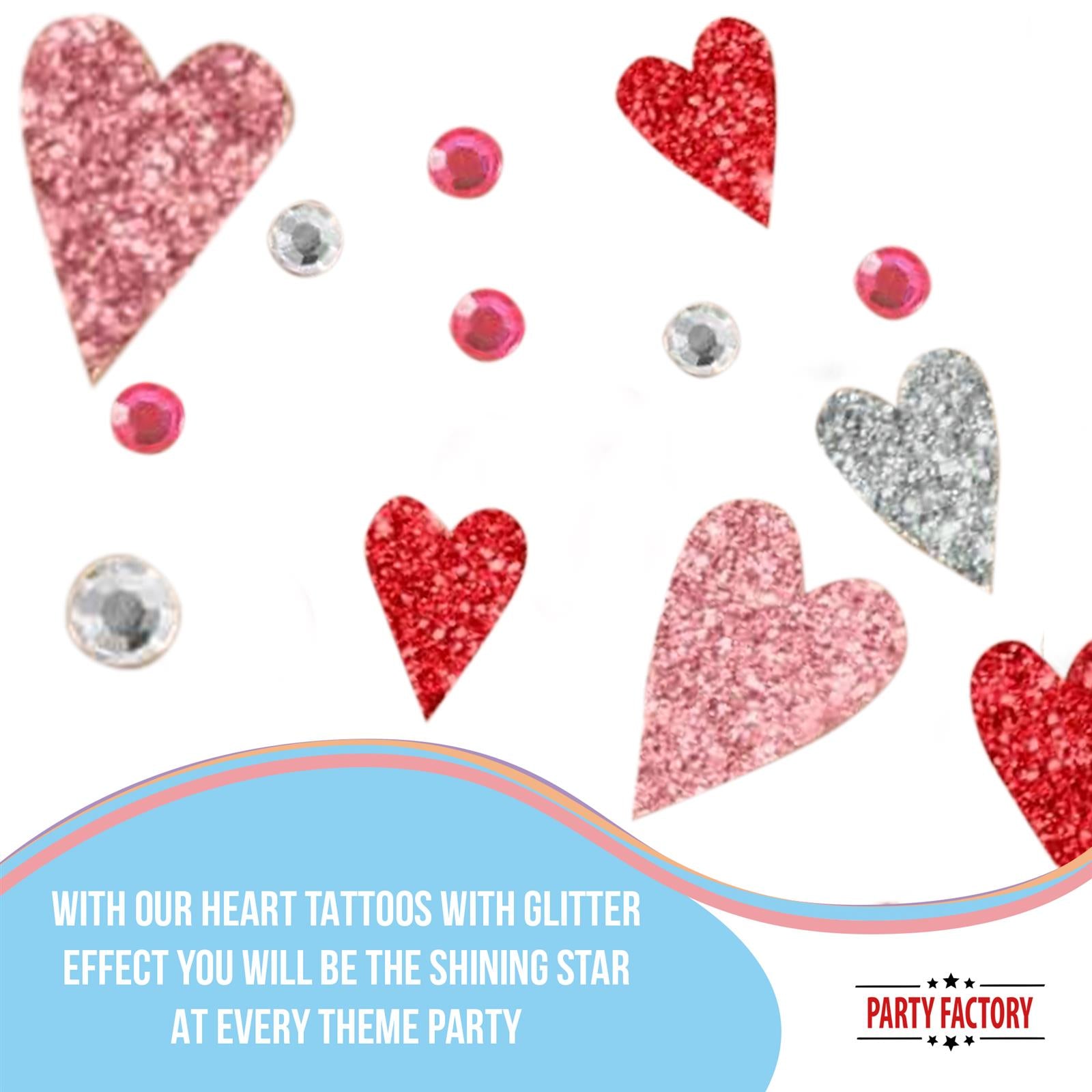 Romantic heart Face Tattoo red pink glitter 5