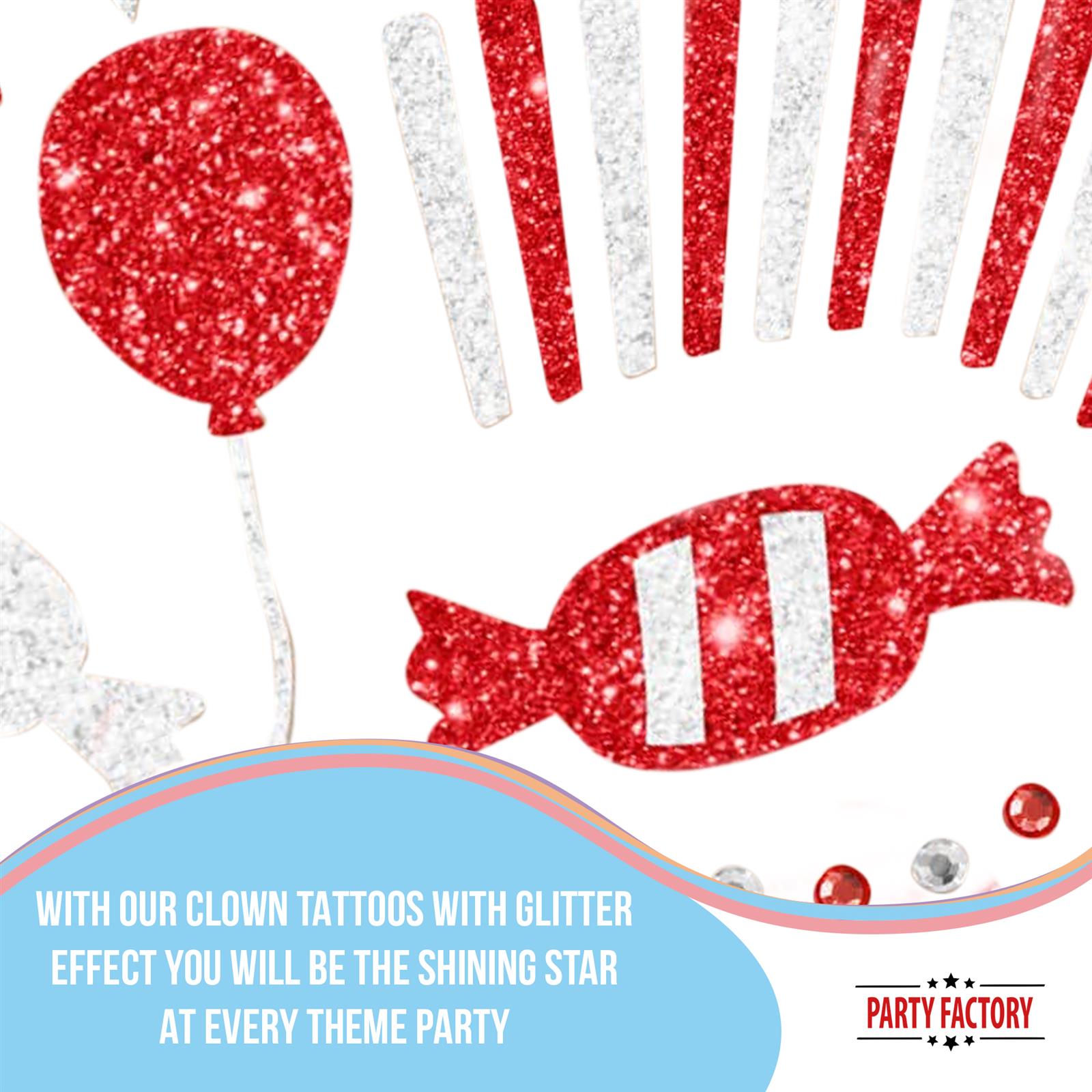 Face Tattoo clown red white glitter 5